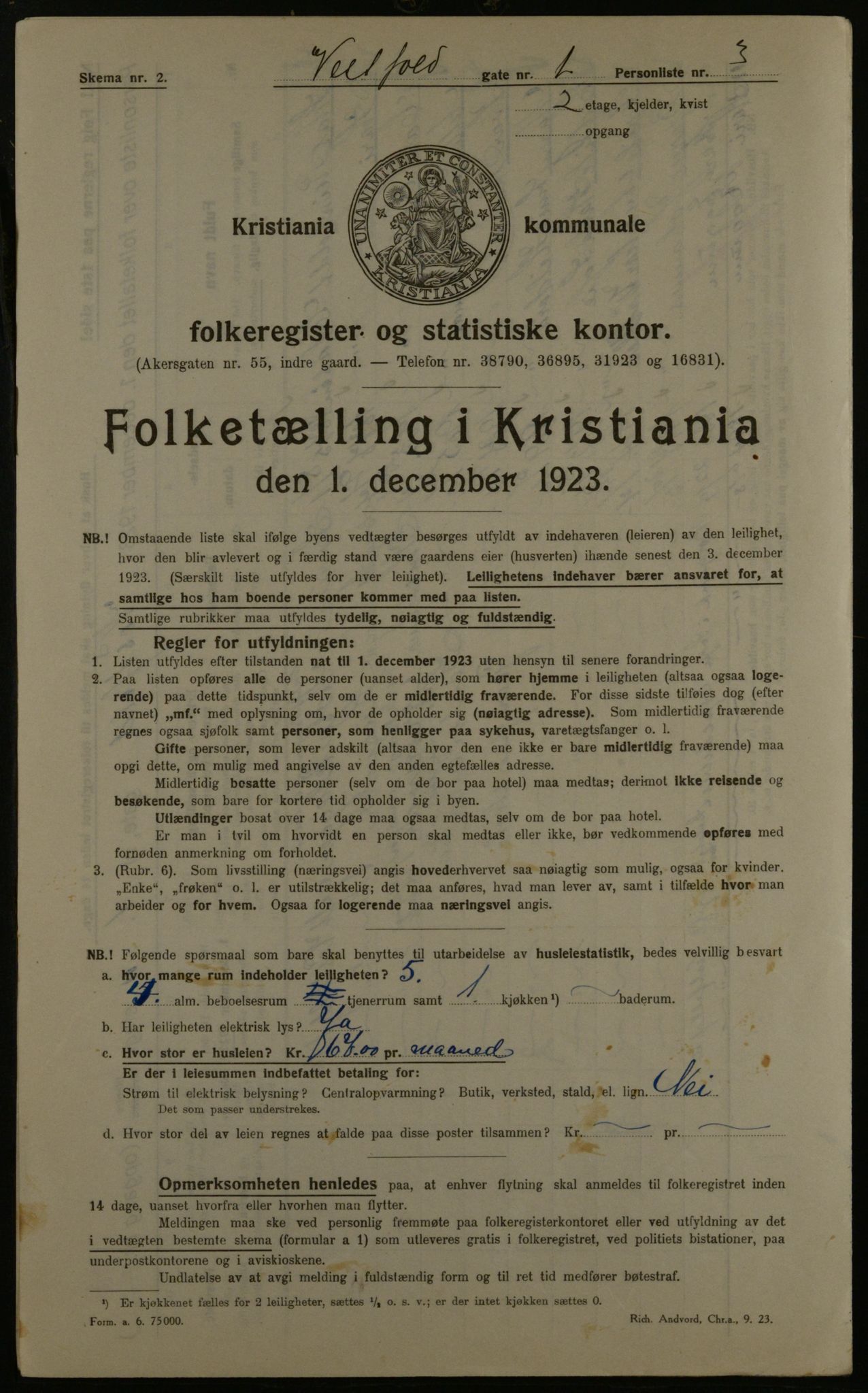 OBA, Municipal Census 1923 for Kristiania, 1923, p. 135203