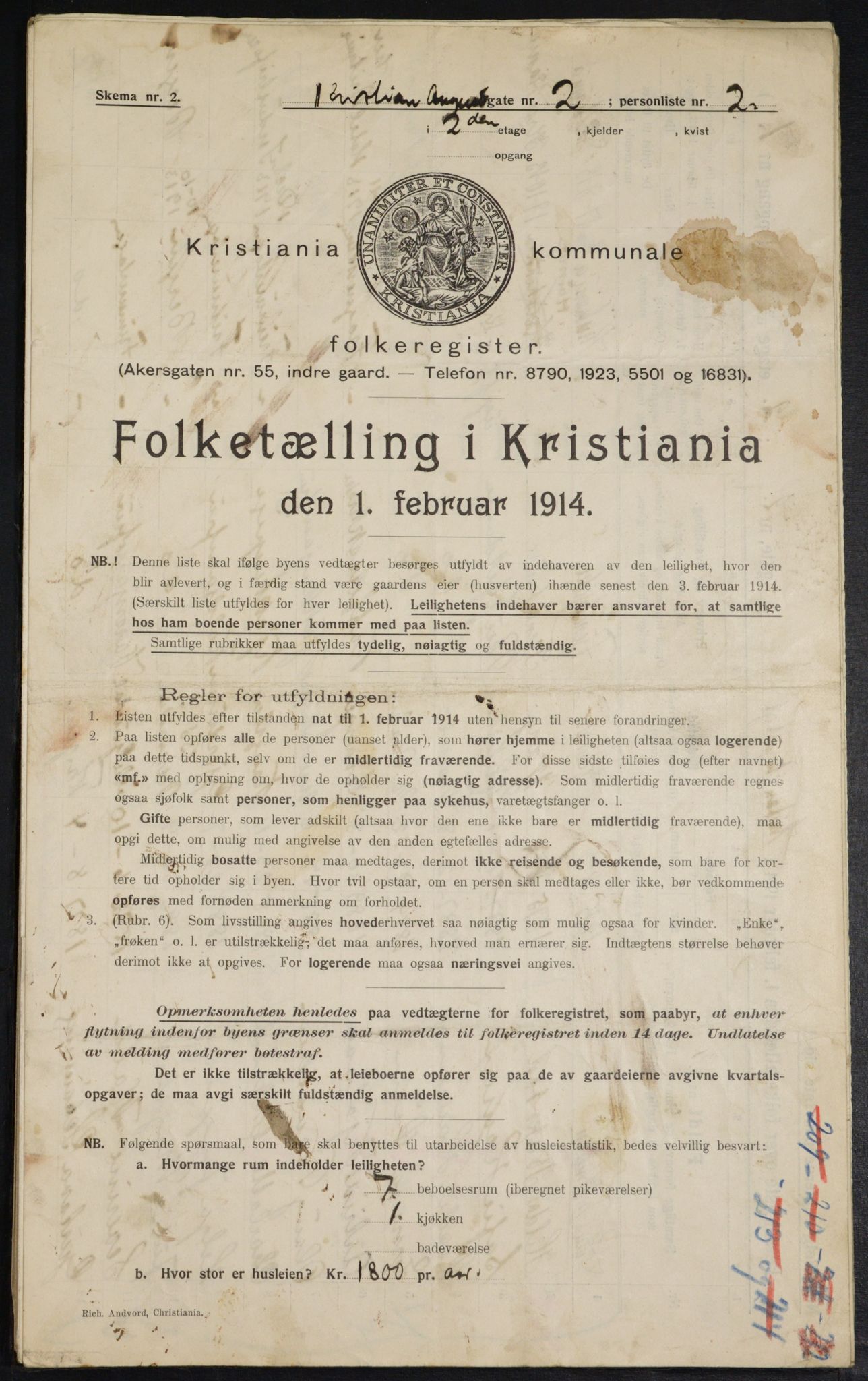 OBA, Municipal Census 1914 for Kristiania, 1914, p. 53865