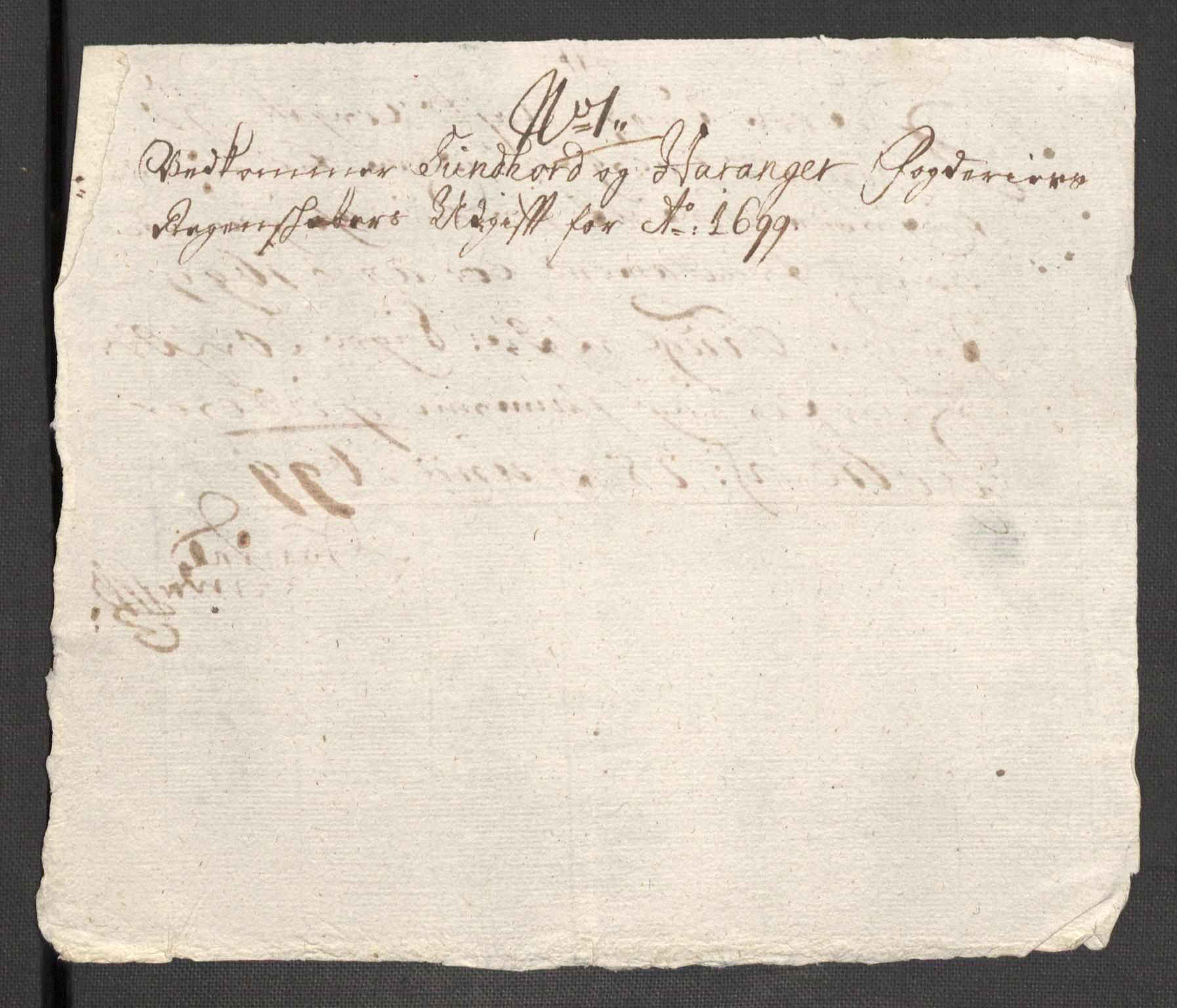 Rentekammeret inntil 1814, Reviderte regnskaper, Fogderegnskap, AV/RA-EA-4092/R48/L2978: Fogderegnskap Sunnhordland og Hardanger, 1699, p. 371