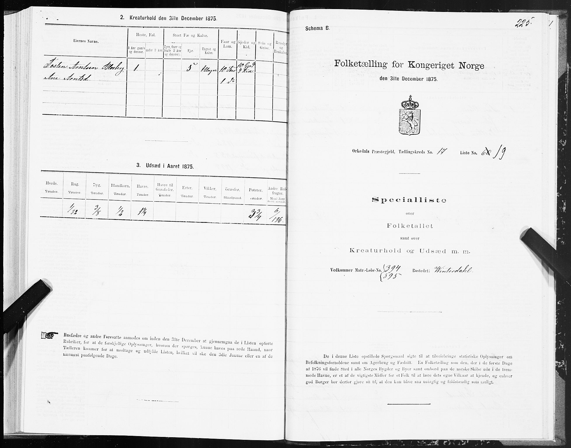 SAT, 1875 census for 1638P Orkdal, 1875, p. 8225