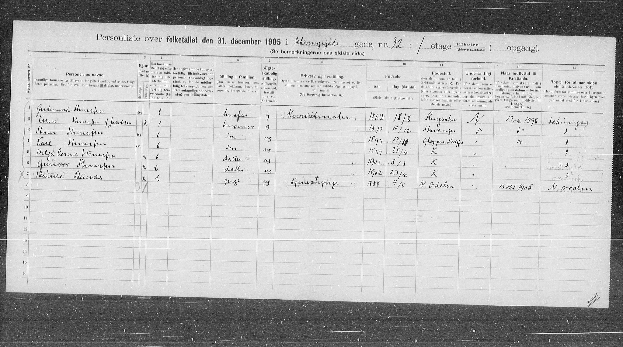 OBA, Municipal Census 1905 for Kristiania, 1905, p. 48691