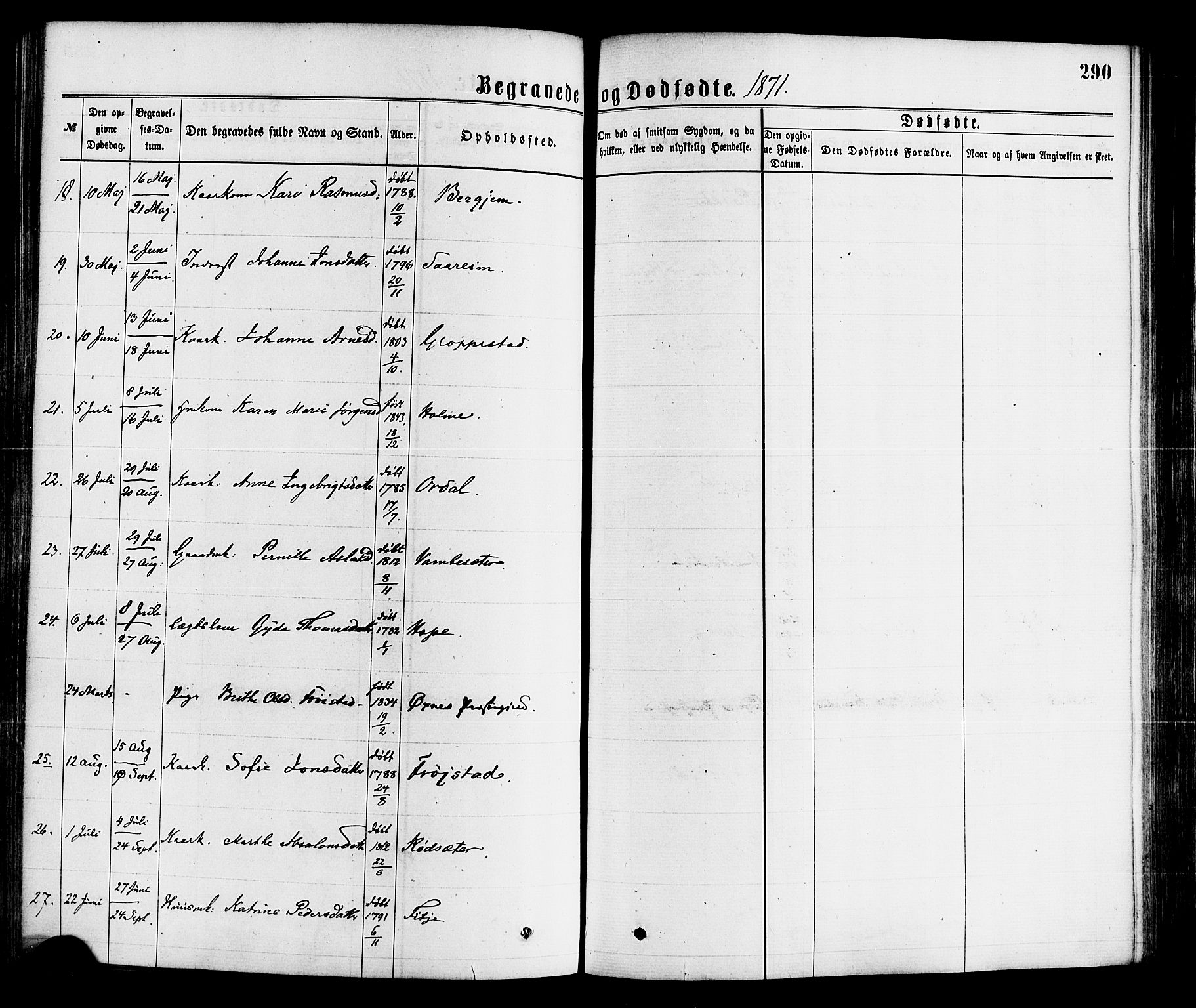Gloppen sokneprestembete, SAB/A-80101/H/Haa/Haaa/L0010: Parish register (official) no. A 10, 1871-1884, p. 290