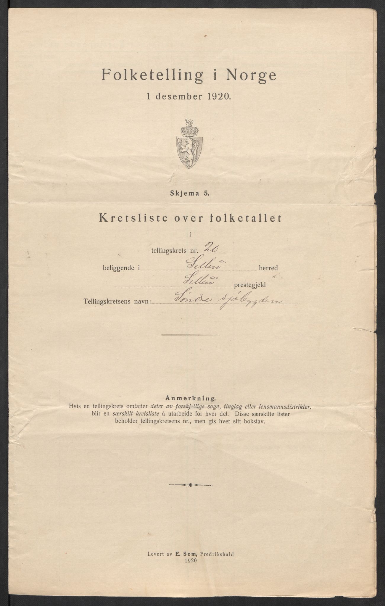 SAT, 1920 census for Selbu, 1920, p. 65