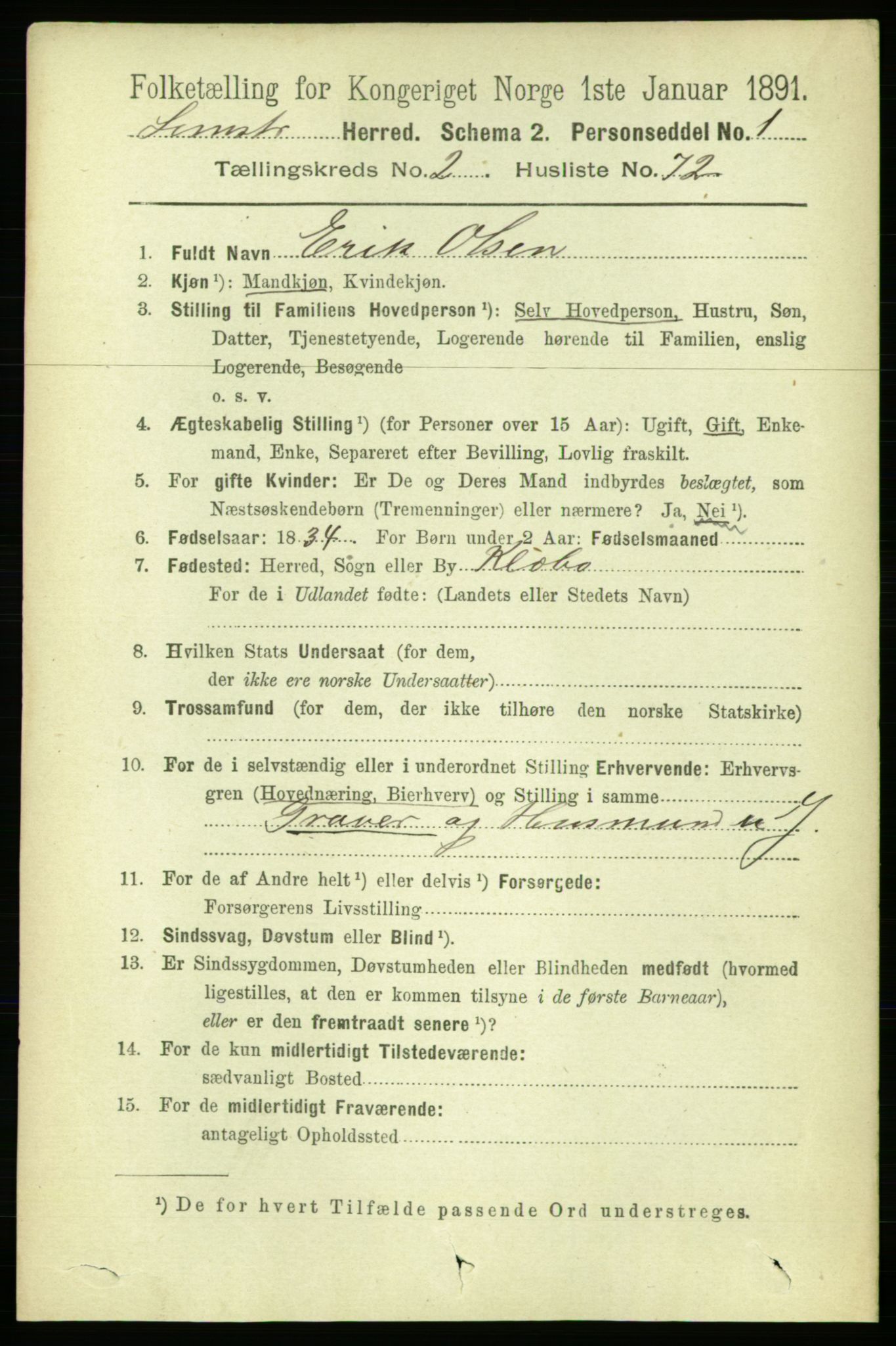 RA, 1891 census for 1654 Leinstrand, 1891, p. 922