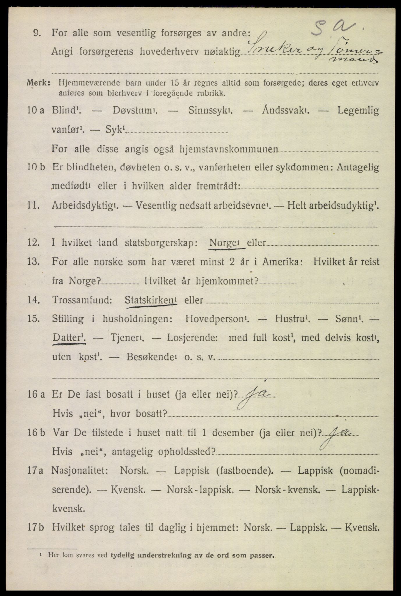 SAT, 1920 census for Evenes, 1920, p. 12483