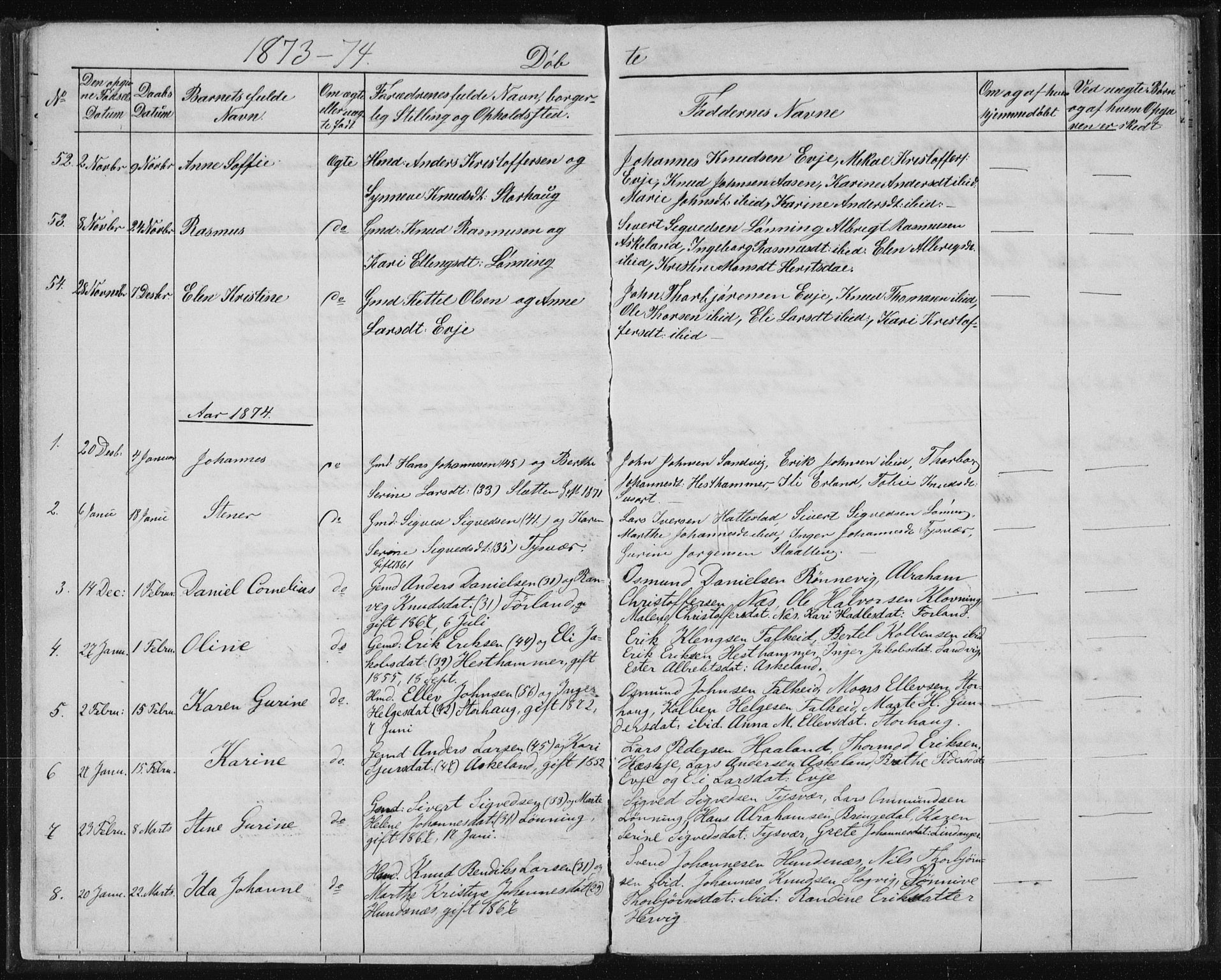 Tysvær sokneprestkontor, SAST/A -101864/H/Ha/Hab/L0003: Parish register (copy) no. B 3, 1868-1882
