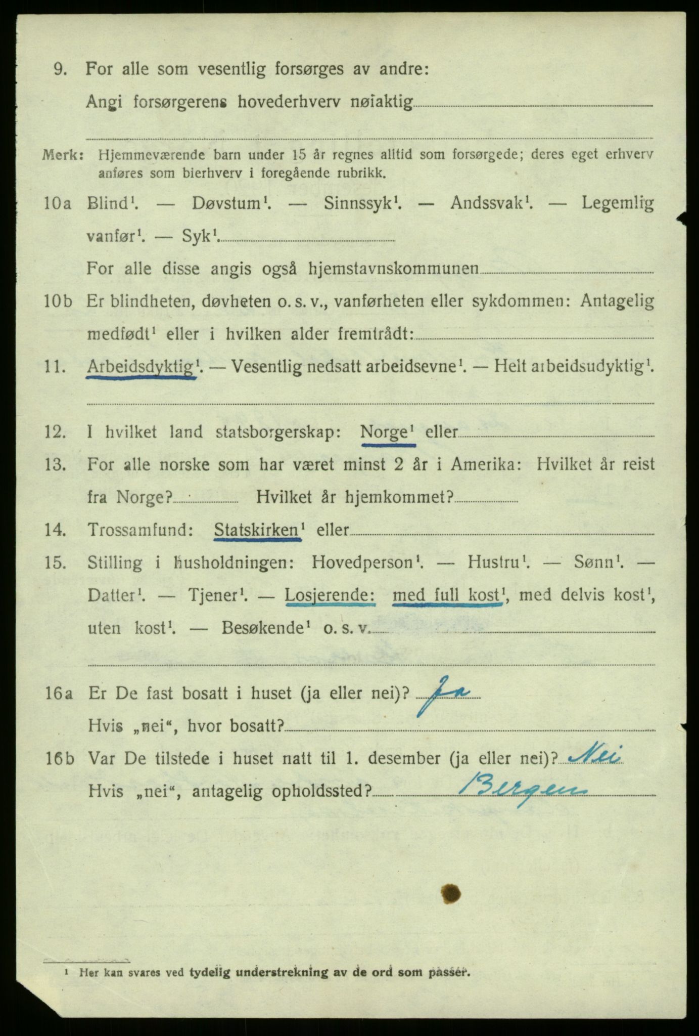 SAB, 1920 census for Manger, 1920, p. 3254