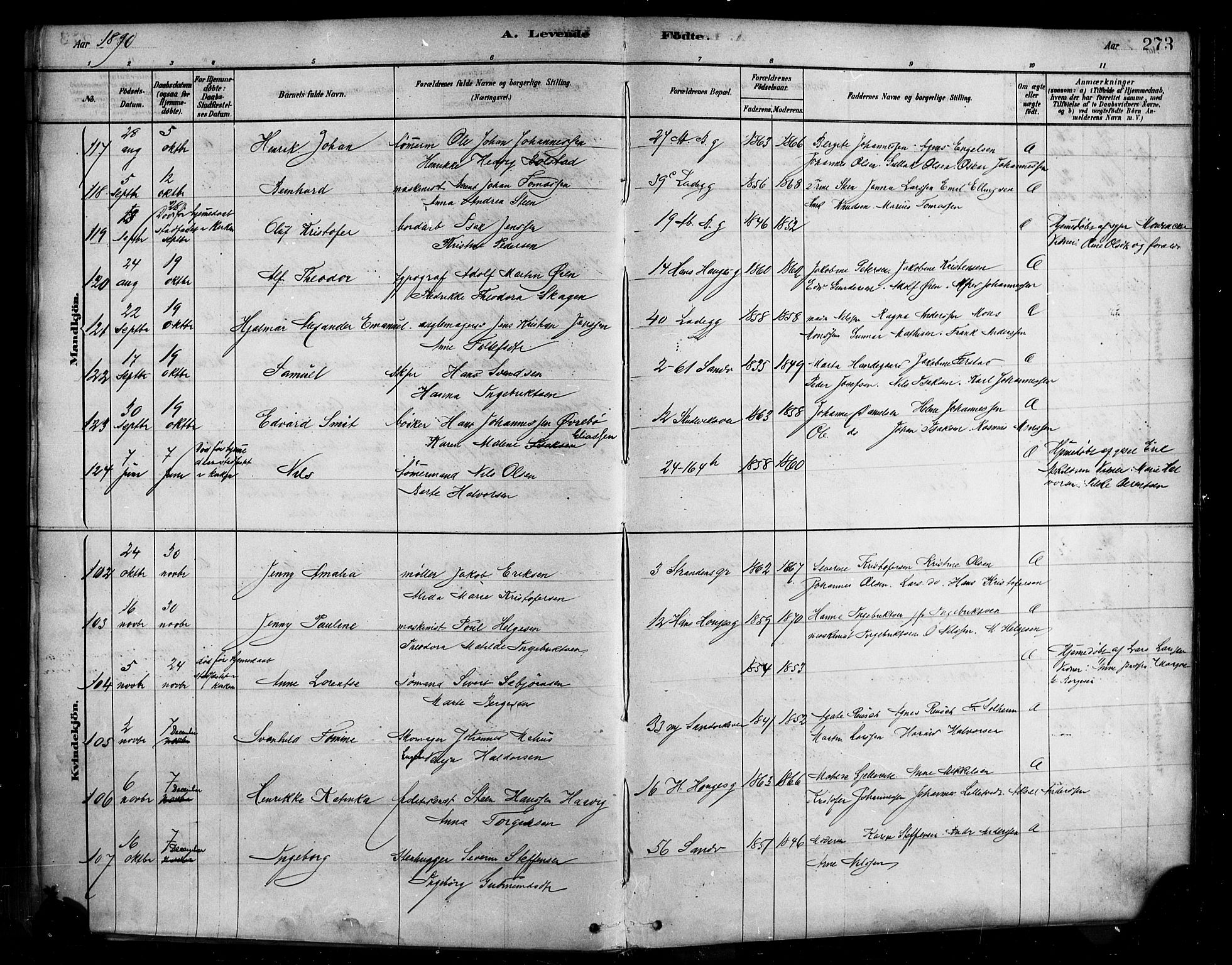 Sandviken Sokneprestembete, AV/SAB-A-77601/H/Ha/L0004: Parish register (official) no. B 1, 1878-1891, p. 273