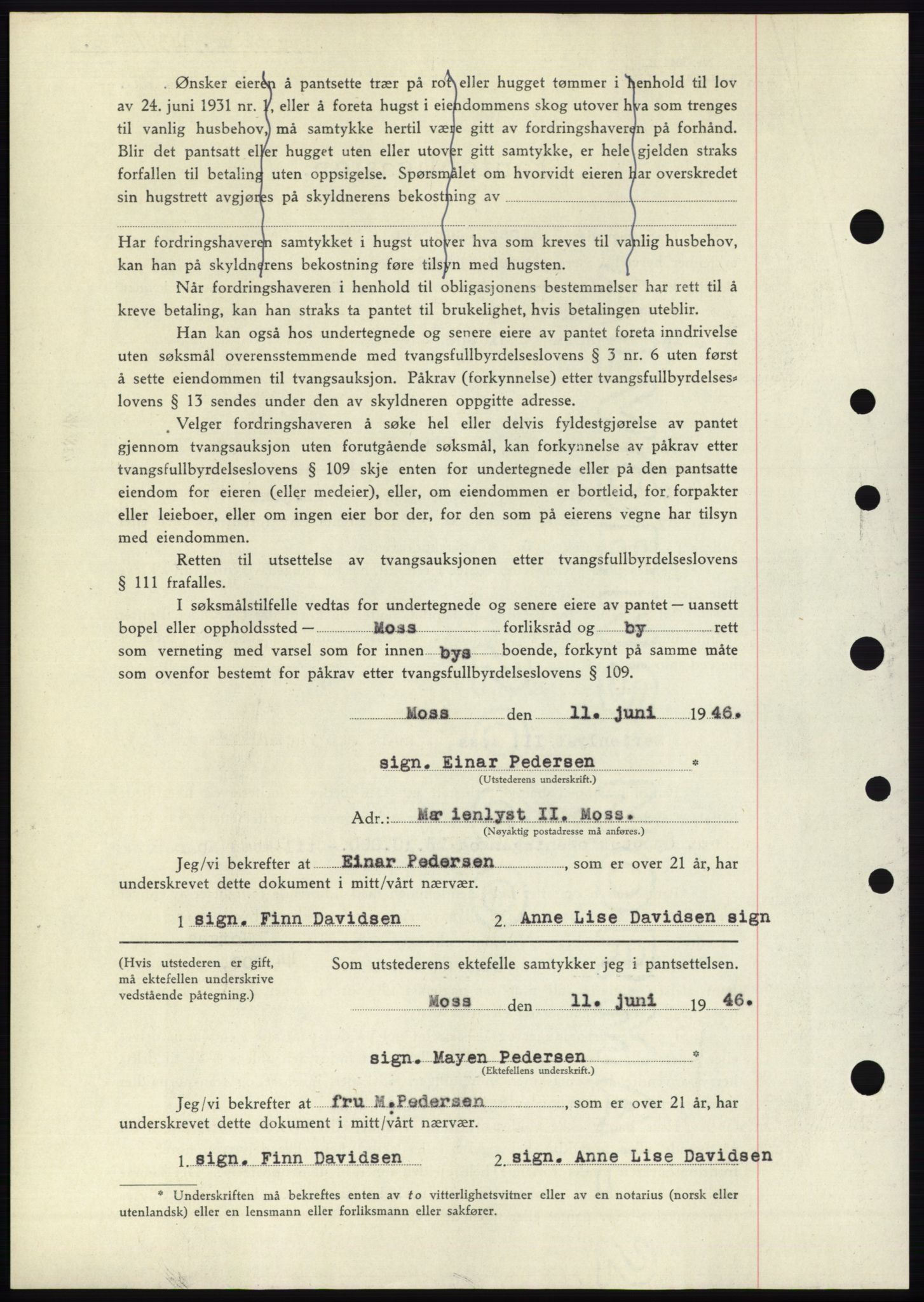 Moss sorenskriveri, SAO/A-10168: Mortgage book no. B15, 1946-1946, Diary no: : 1436/1946