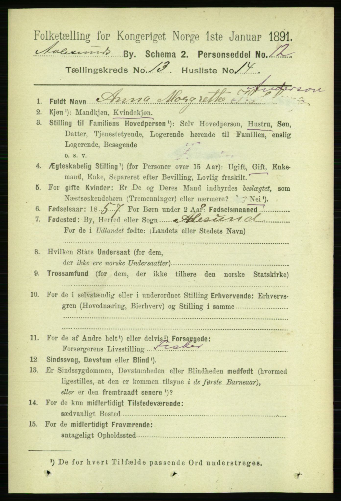 RA, 1891 census for 1501 Ålesund, 1891, p. 8183