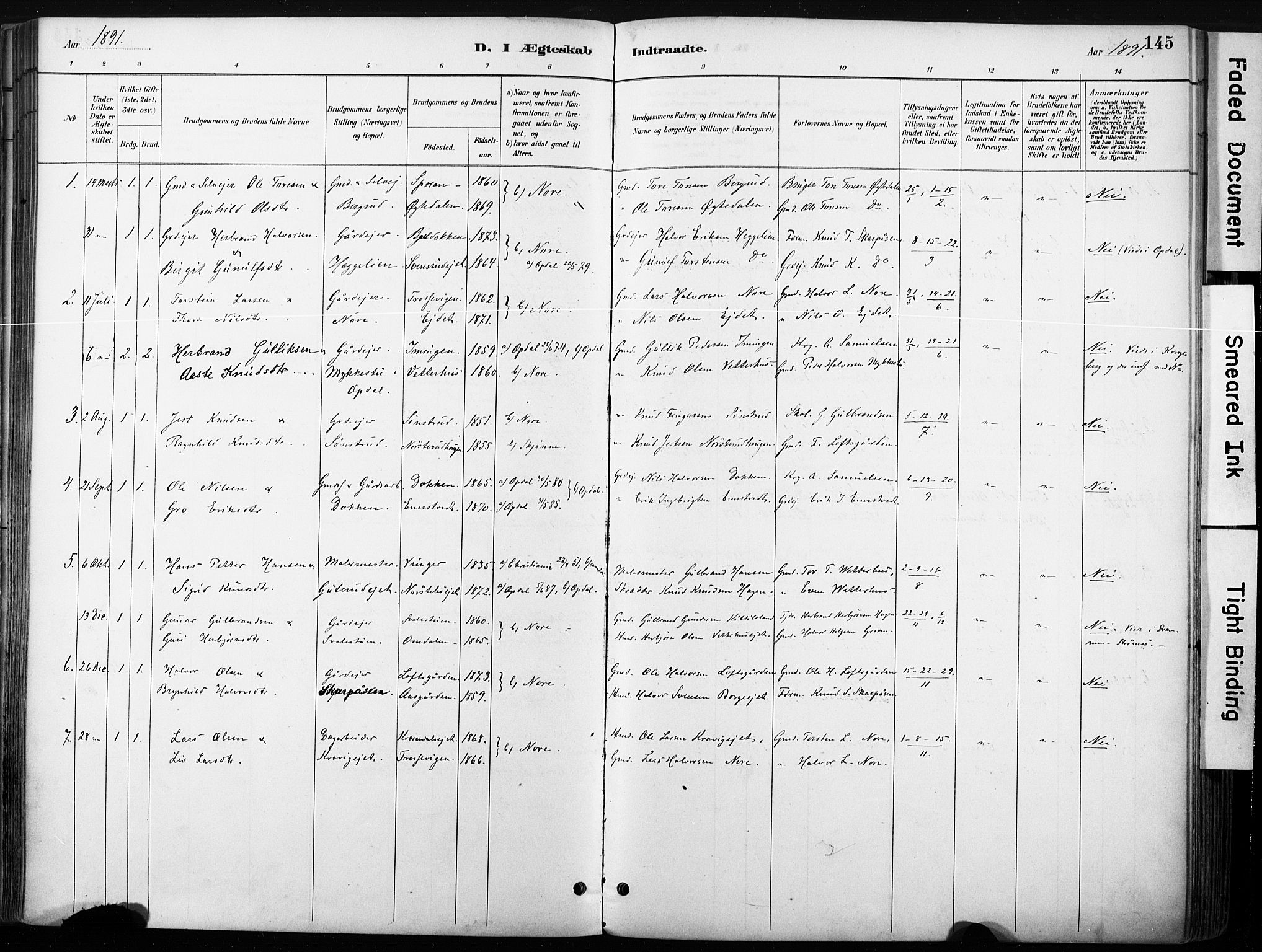 Nore kirkebøker, AV/SAKO-A-238/F/Fb/L0002: Parish register (official) no. II 2, 1886-1906, p. 145