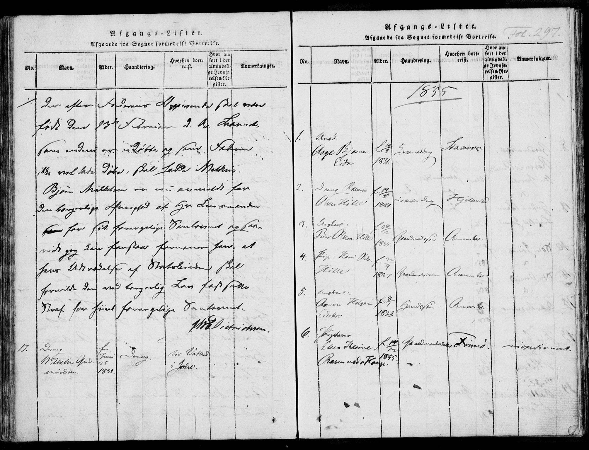 Nedstrand sokneprestkontor, AV/SAST-A-101841/01/IV: Parish register (official) no. A 7, 1816-1870, p. 297