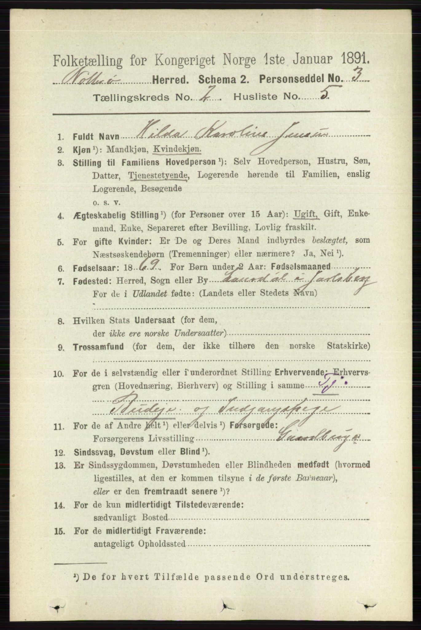 RA, 1891 census for 0722 Nøtterøy, 1891, p. 875