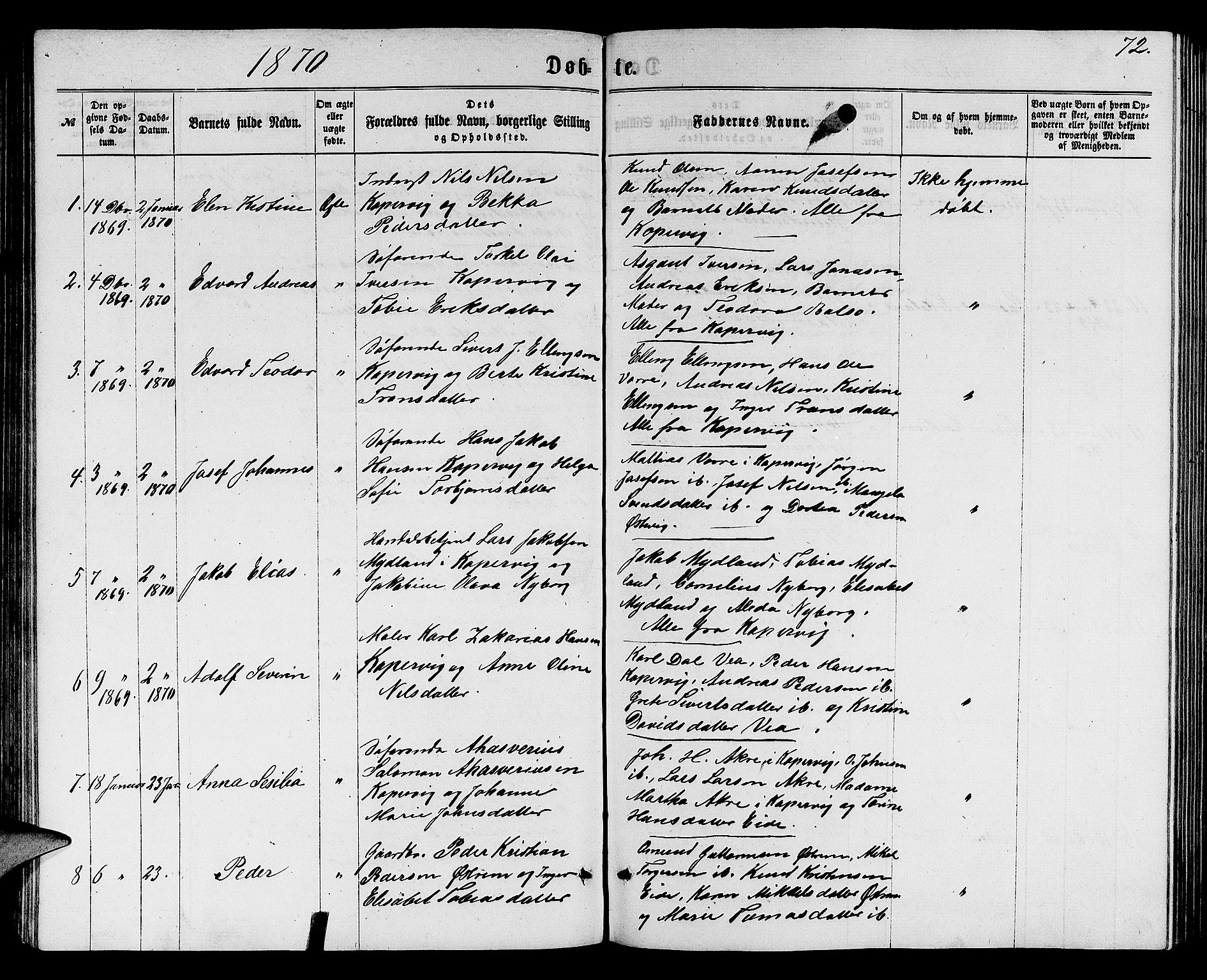 Avaldsnes sokneprestkontor, SAST/A -101851/H/Ha/Hab/L0004: Parish register (copy) no. B 4, 1861-1876, p. 72