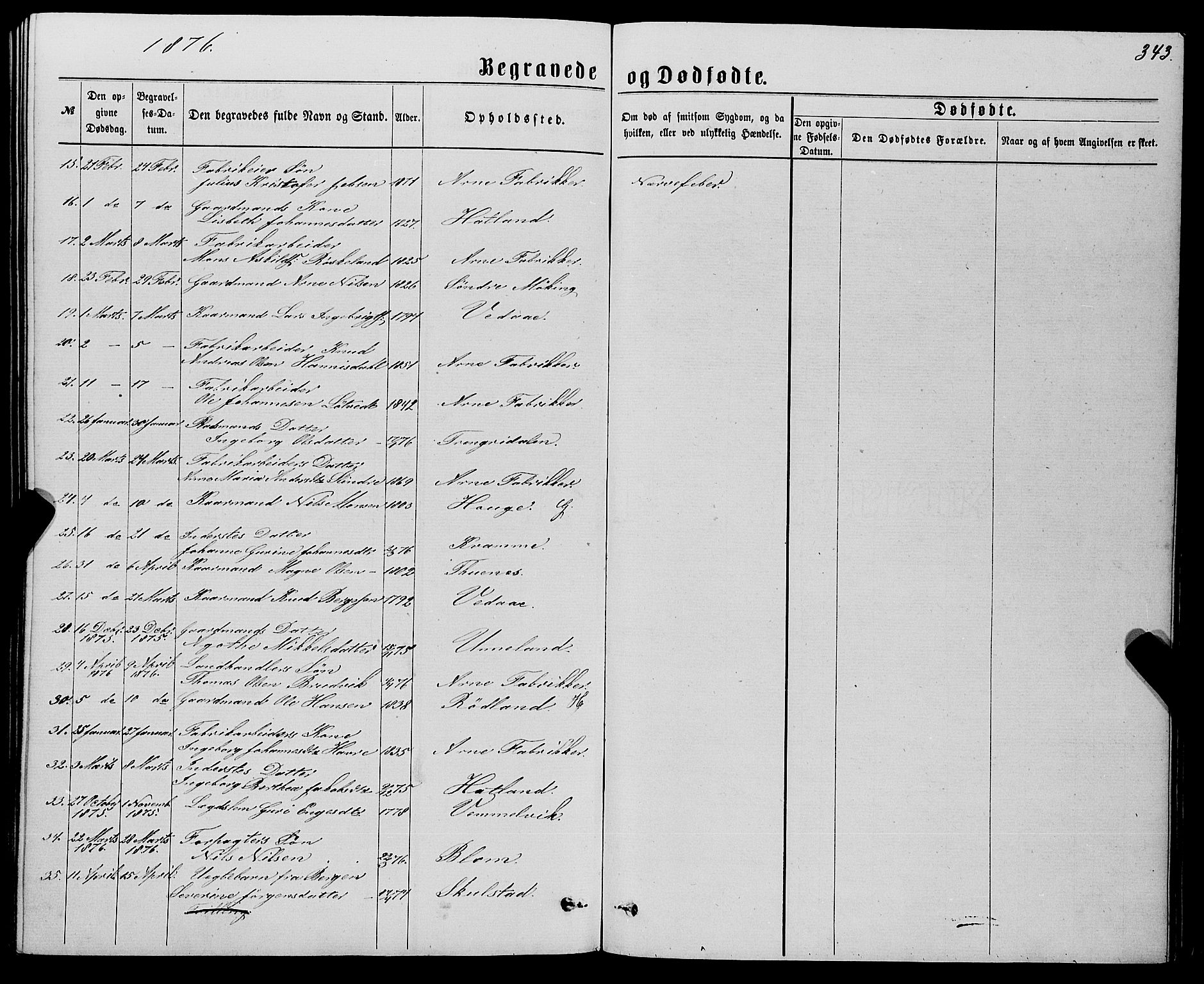 Haus sokneprestembete, SAB/A-75601/H/Haa: Parish register (official) no. A 18, 1871-1877, p. 343