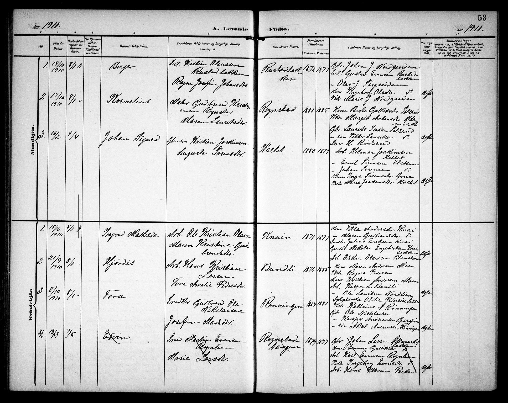 Hurdal prestekontor Kirkebøker, SAO/A-10889/G/Ga/L0001: Parish register (copy) no. I 1, 1902-1934, p. 53