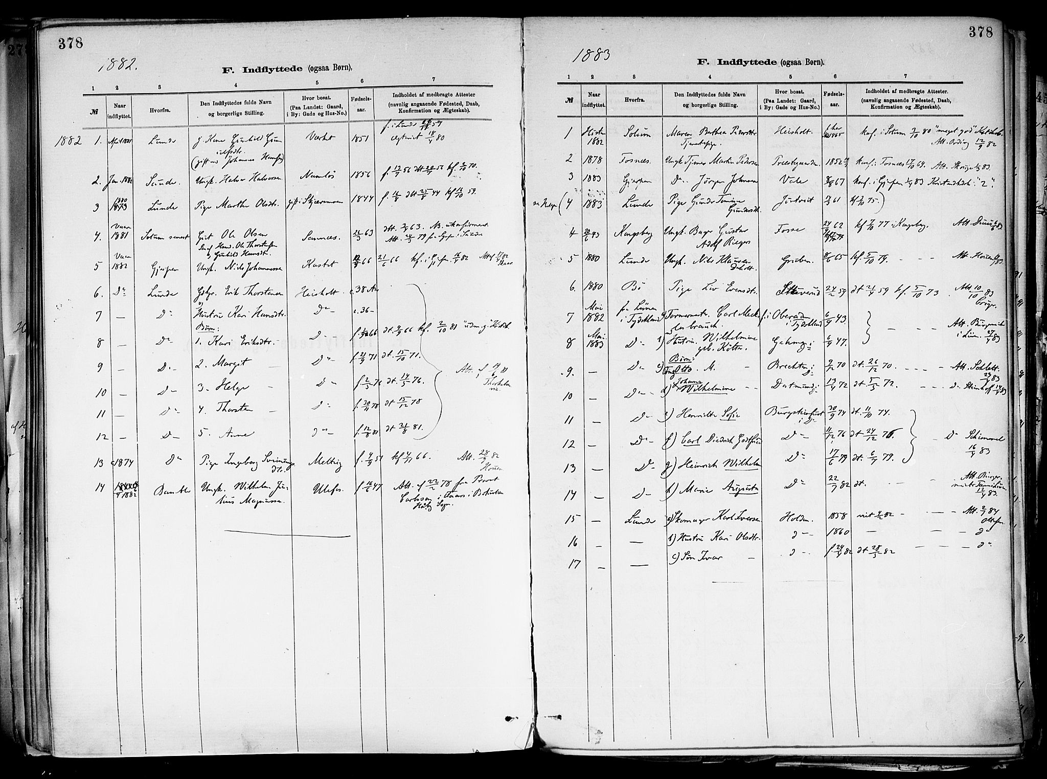Holla kirkebøker, SAKO/A-272/F/Fa/L0008: Parish register (official) no. 8, 1882-1897, p. 378