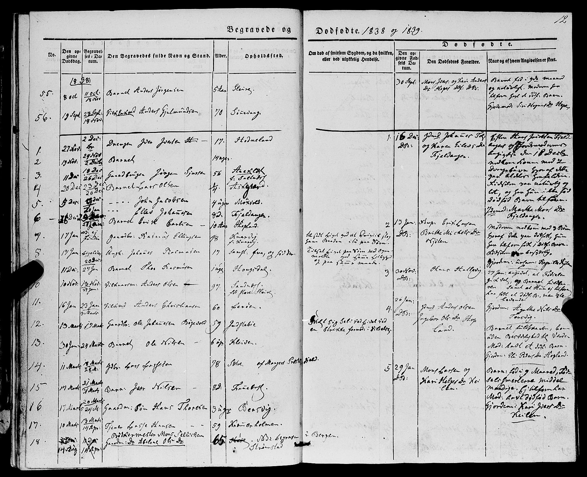 Lindås Sokneprestembete, SAB/A-76701/H/Haa: Parish register (official) no. A 14, 1835-1847, p. 12