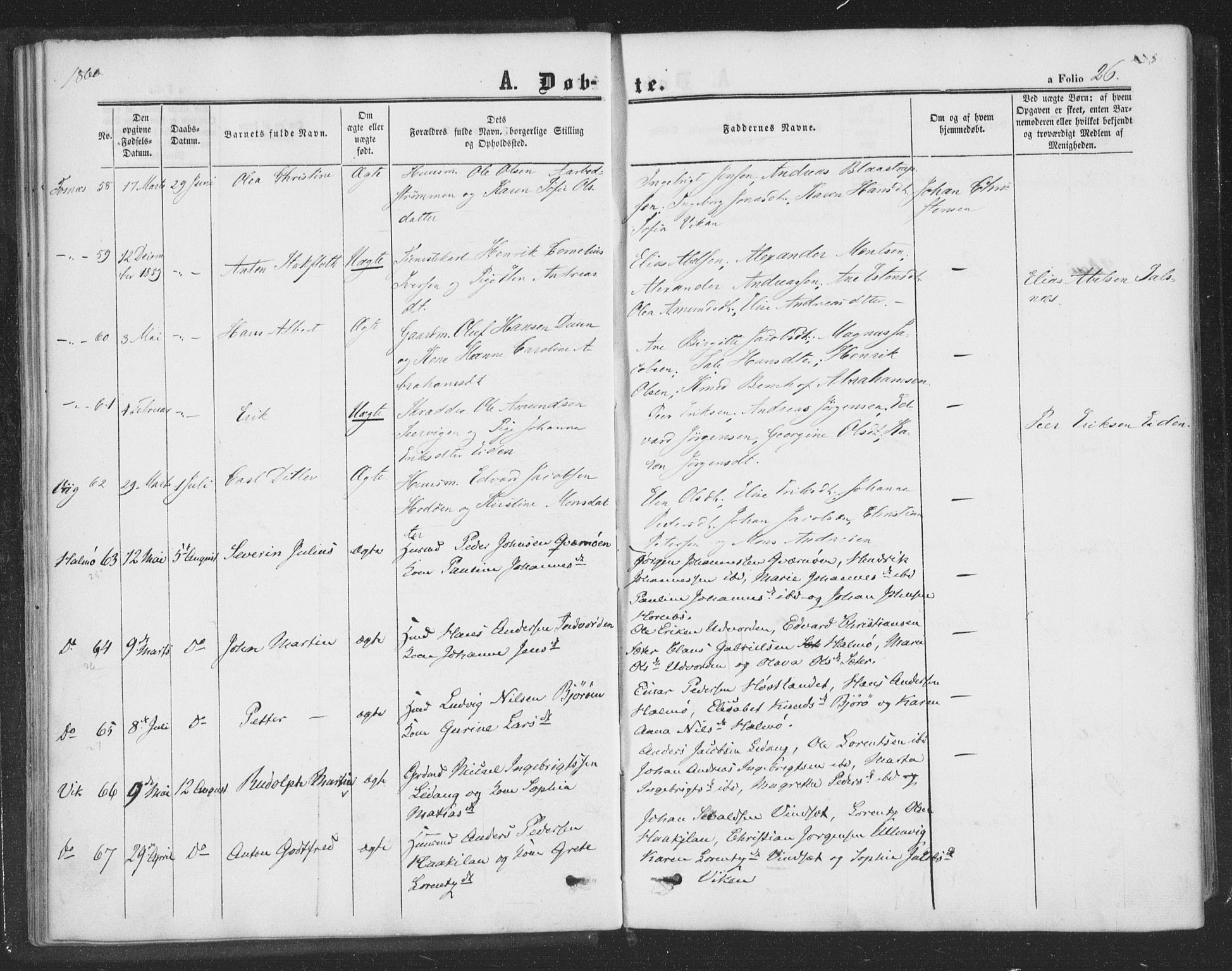 Ministerialprotokoller, klokkerbøker og fødselsregistre - Nord-Trøndelag, AV/SAT-A-1458/773/L0615: Parish register (official) no. 773A06, 1857-1870, p. 26