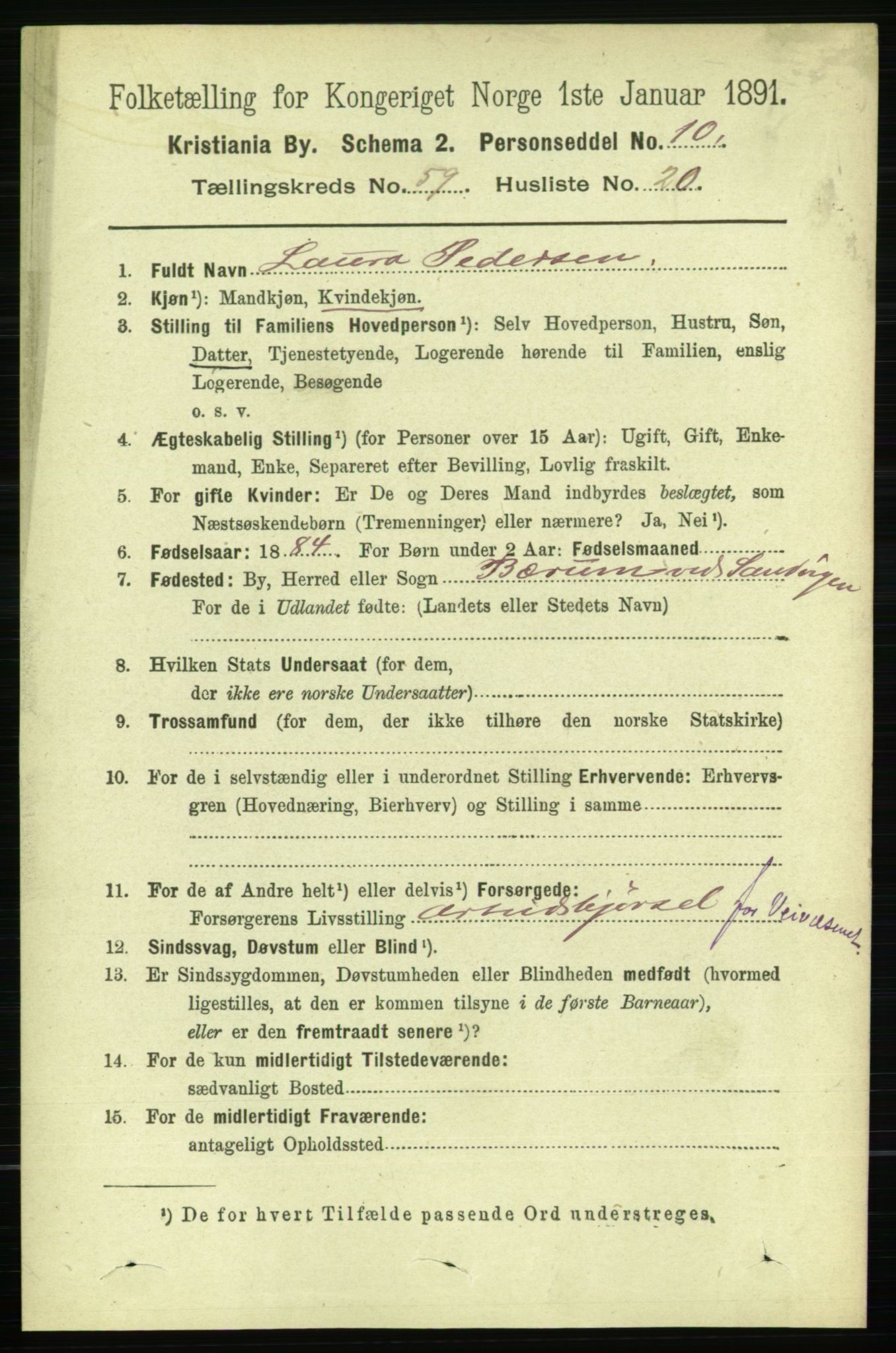 RA, 1891 census for 0301 Kristiania, 1891, p. 31690