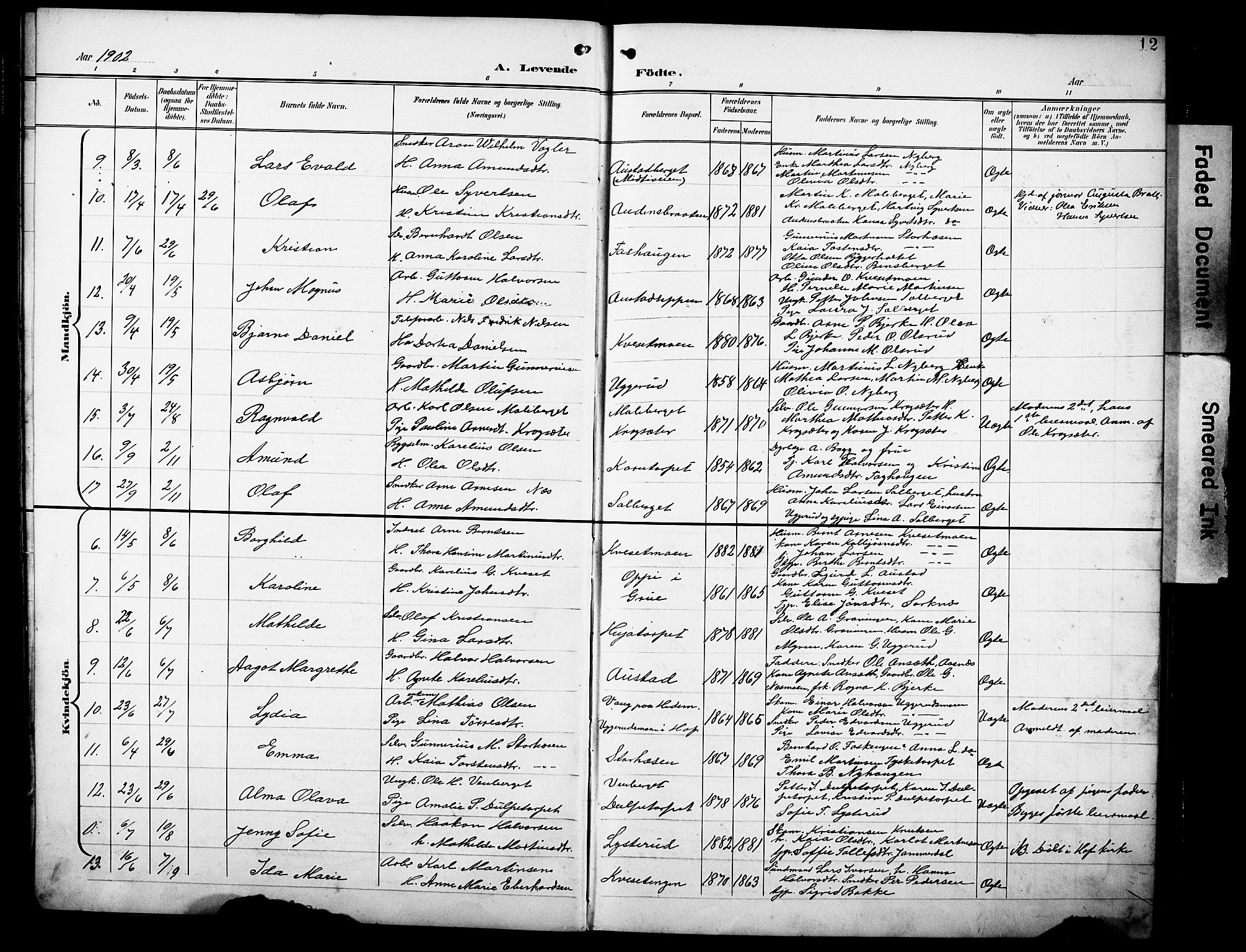 Hof prestekontor, AV/SAH-PREST-038/H/Ha/Hab/L0005: Parish register (copy) no. 5, 1899-1916, p. 12