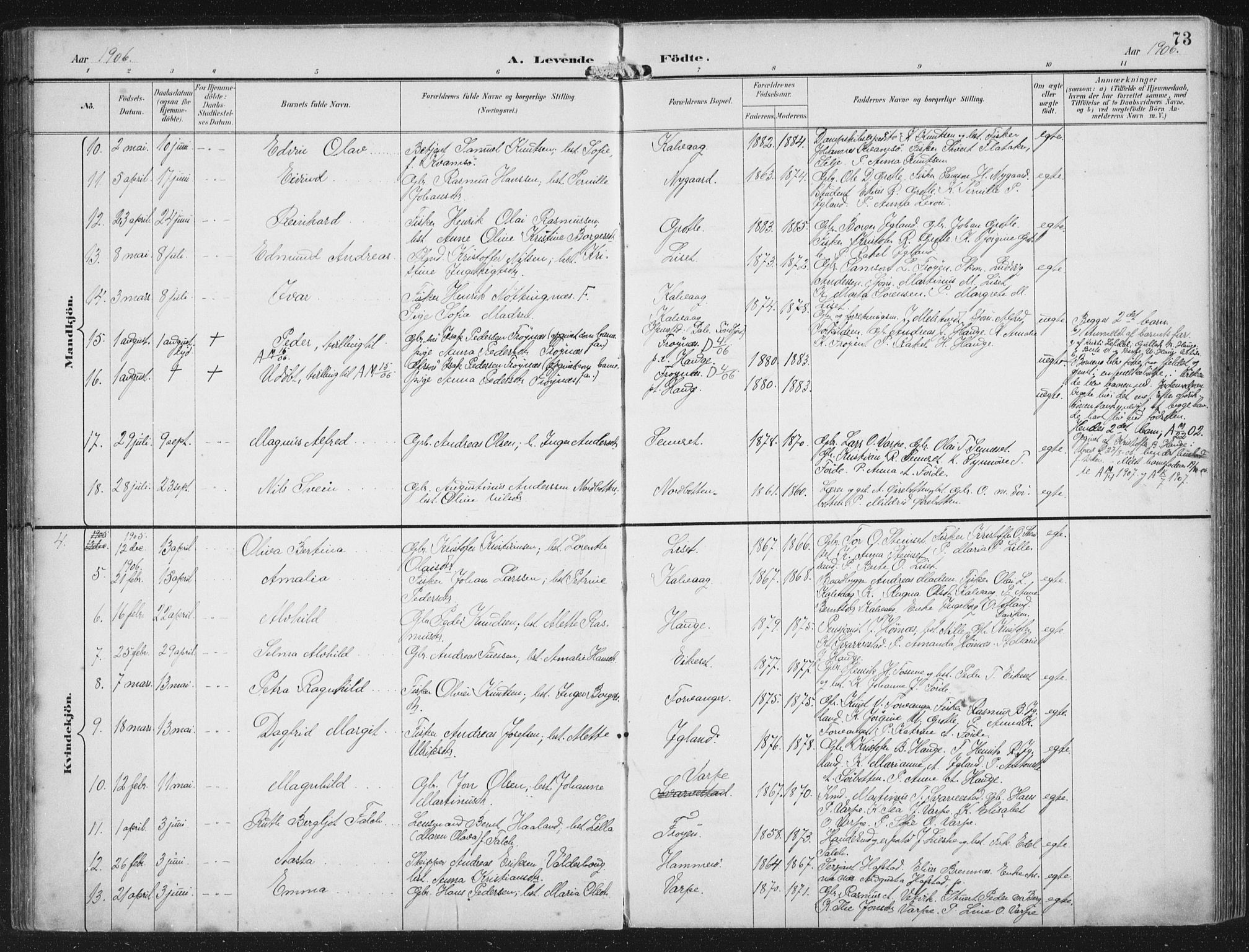 Bremanger sokneprestembete, AV/SAB-A-82201/H/Haa/Haab/L0002: Parish register (official) no. B  2, 1896-1908, p. 73