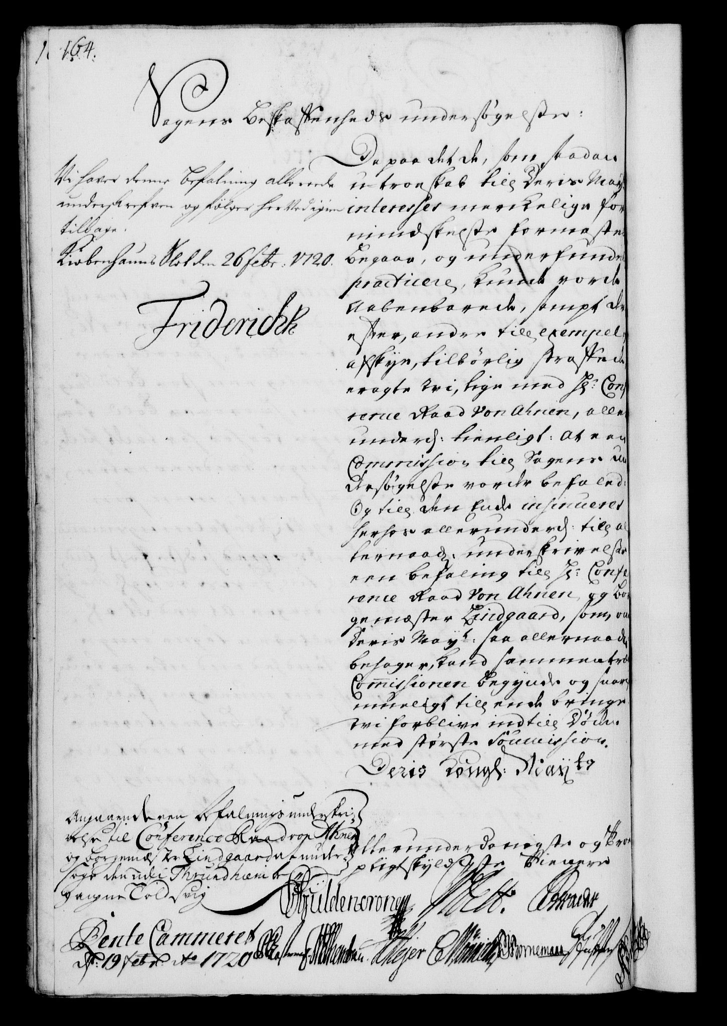 Rentekammeret, Kammerkanselliet, RA/EA-3111/G/Gf/Gfa/L0002: Norsk relasjons- og resolusjonsprotokoll (merket RK 52.2), 1720, p. 164