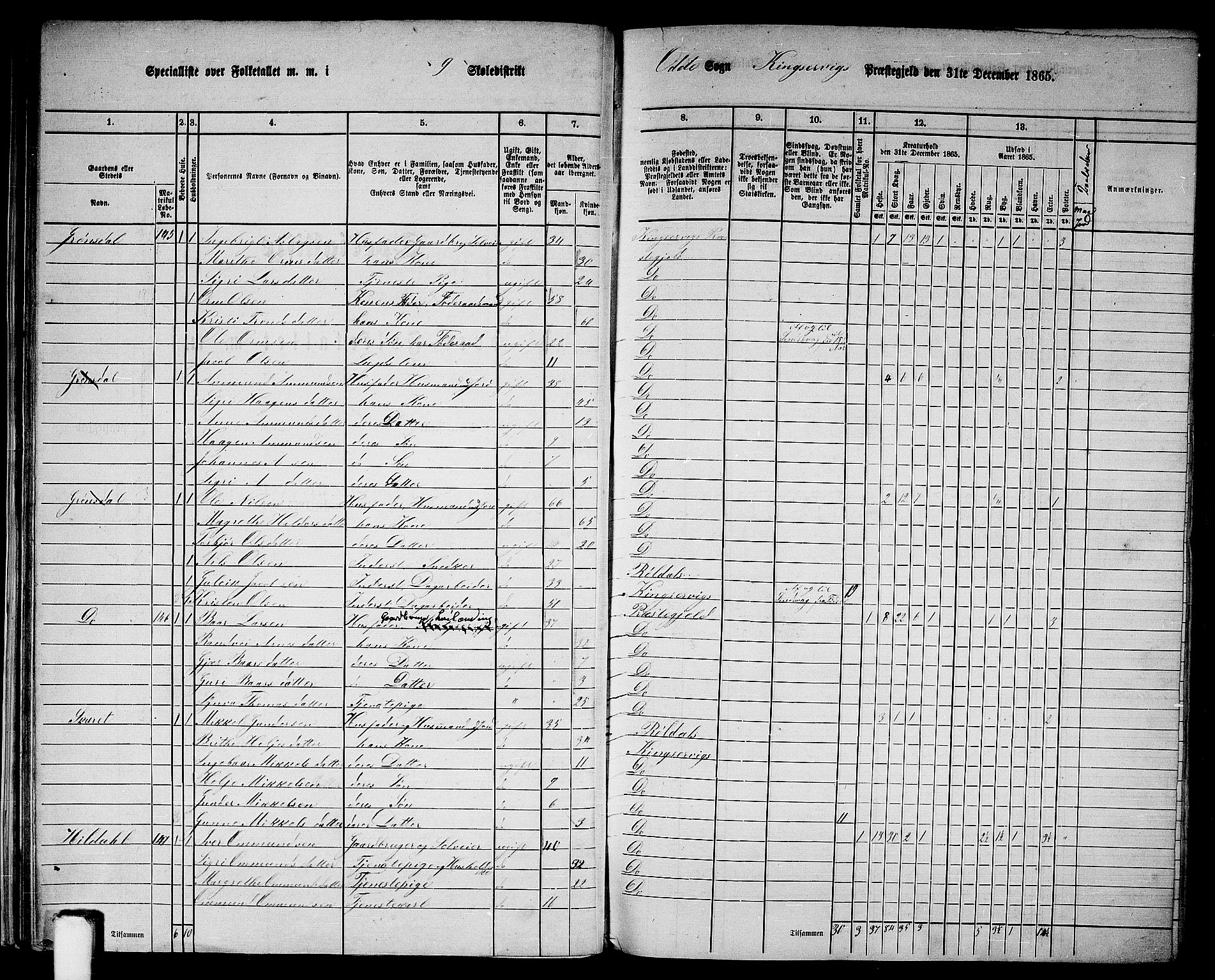 RA, 1865 census for Kinsarvik, 1865, p. 35