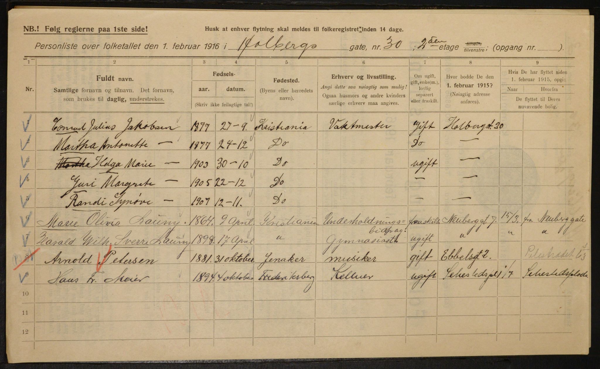 OBA, Municipal Census 1916 for Kristiania, 1916, p. 41184