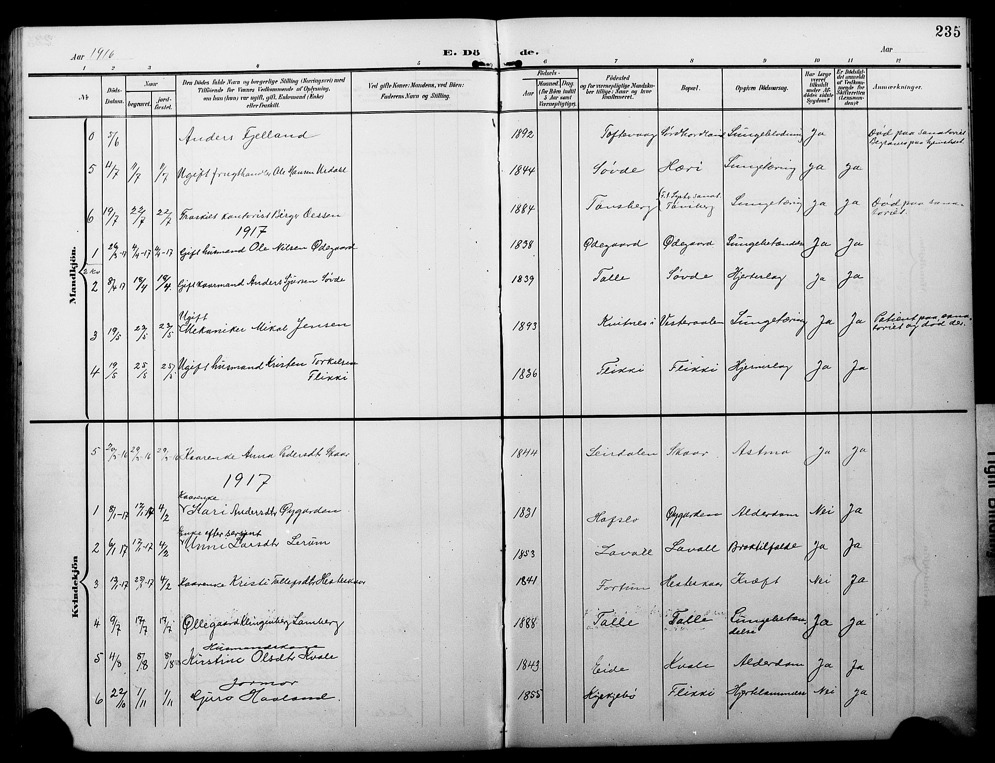 Luster sokneprestembete, AV/SAB-A-81101/H/Hab/Haba/L0001: Parish register (copy) no. A 1, 1903-1930, p. 235