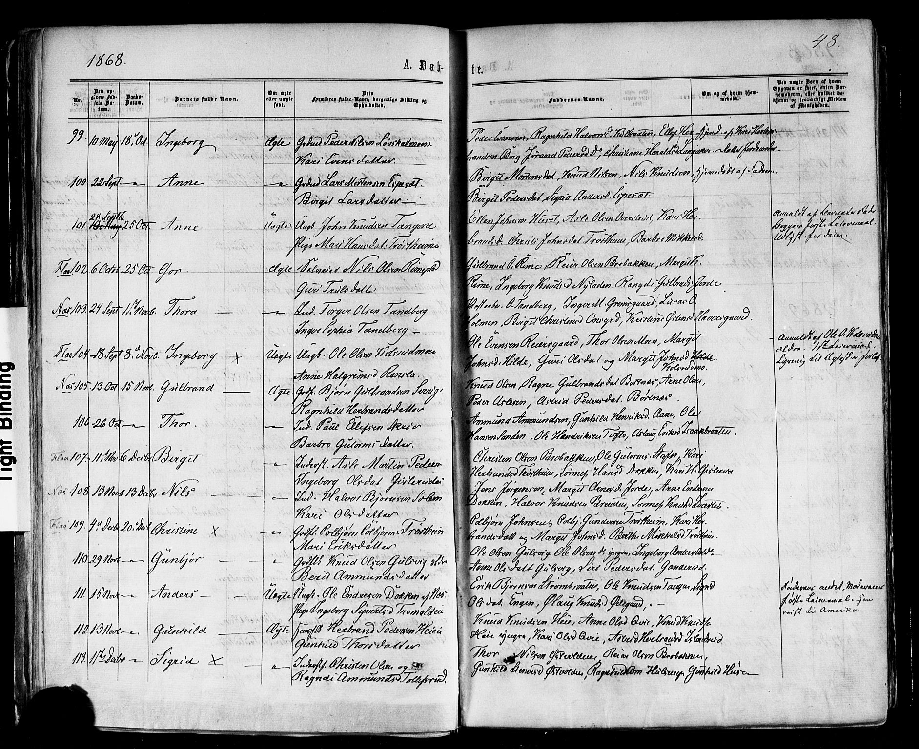 Nes kirkebøker, AV/SAKO-A-236/F/Fa/L0010: Parish register (official) no. 10, 1864-1880, p. 48