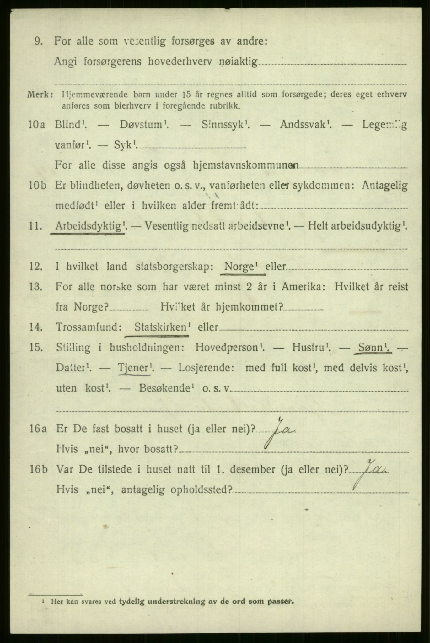 SAB, 1920 census for Evanger, 1920, p. 3974