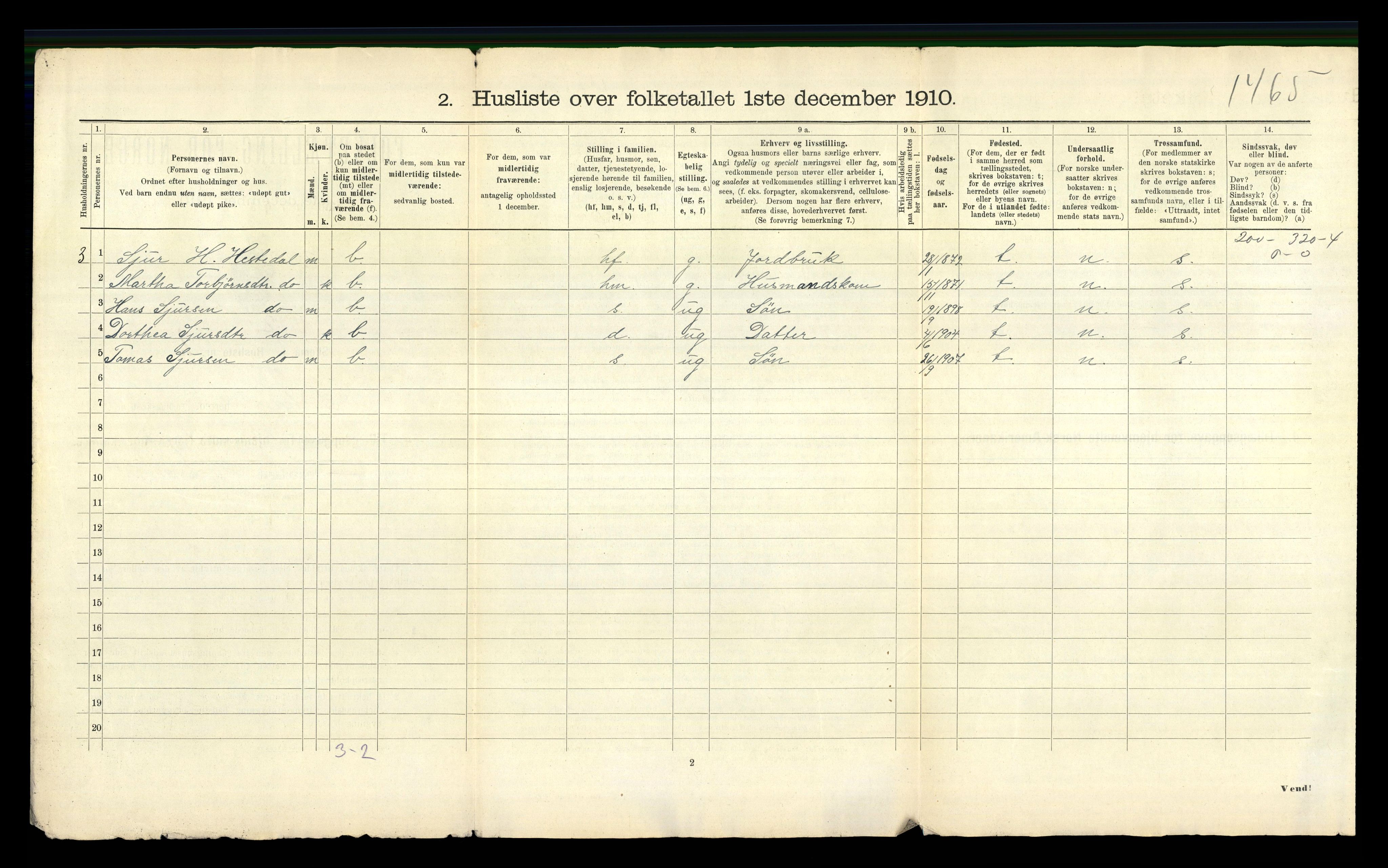 RA, 1910 census for Luster, 1910, p. 52