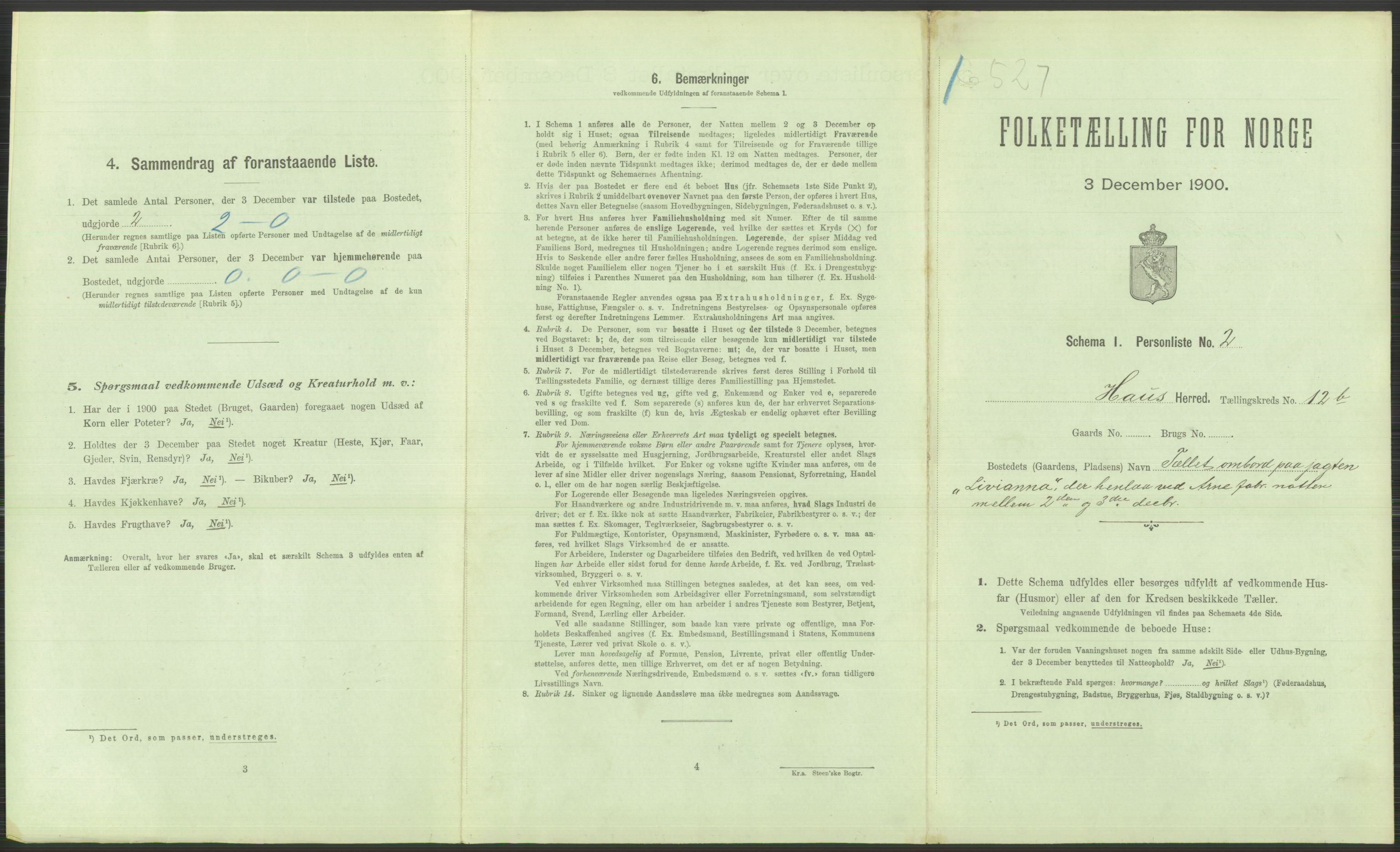 RA, 1900 Census - ship lists from ships in Norwegian harbours, harbours abroad and at sea, 1900, p. 3043