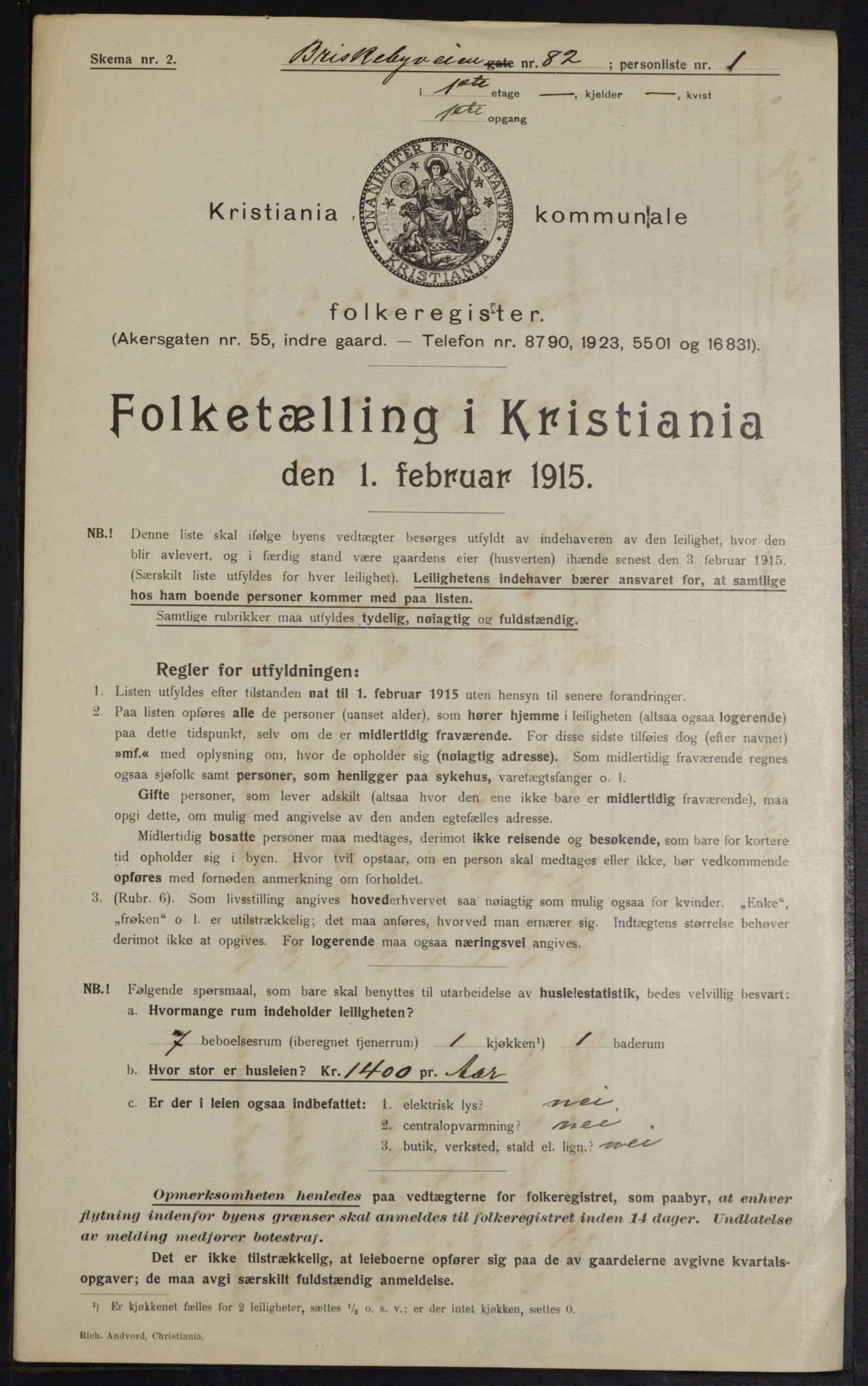 OBA, Municipal Census 1915 for Kristiania, 1915, p. 9266