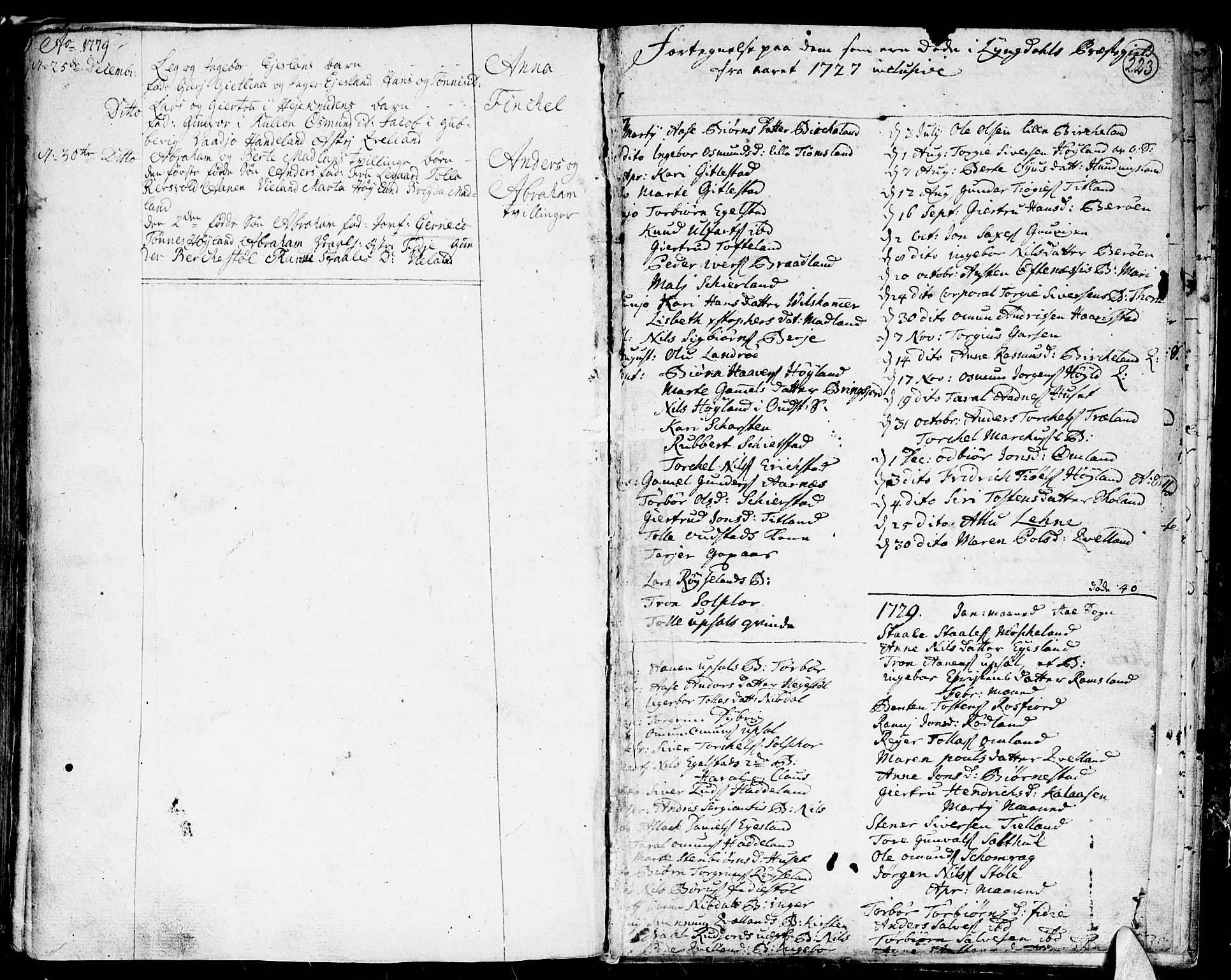 Lyngdal sokneprestkontor, SAK/1111-0029/F/Fa/Fac/L0001: Parish register (official) no. A 1, 1727-1779, p. 223