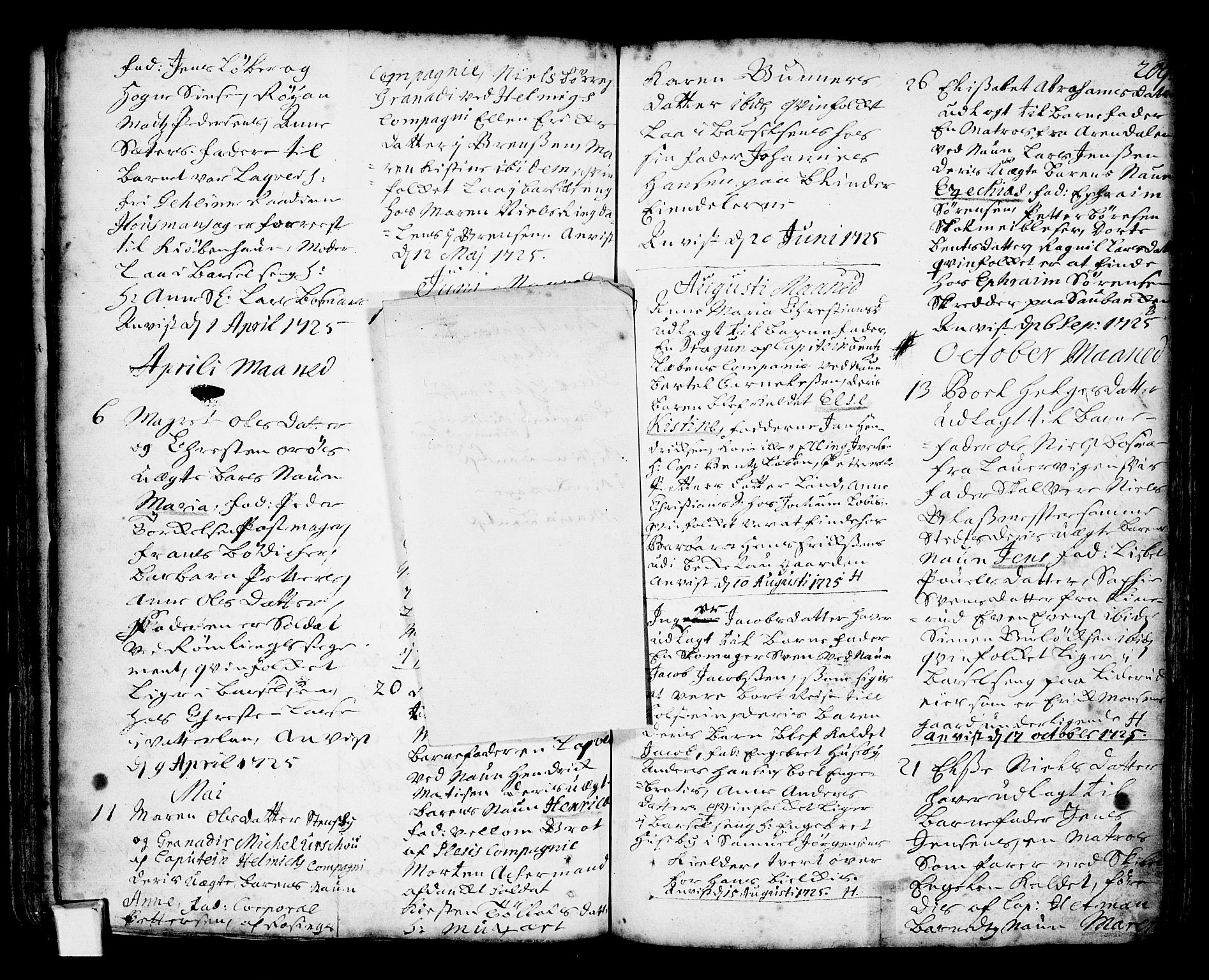 Oslo domkirke Kirkebøker, AV/SAO-A-10752/F/Fa/L0002: Parish register (official) no. 2, 1705-1730, p. 209