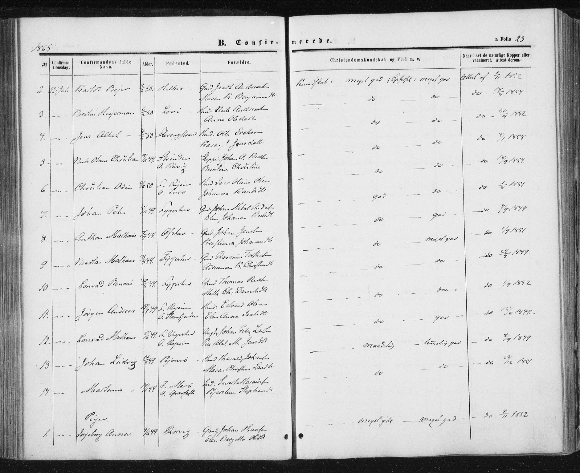 Ministerialprotokoller, klokkerbøker og fødselsregistre - Nord-Trøndelag, AV/SAT-A-1458/784/L0670: Parish register (official) no. 784A05, 1860-1876, p. 23