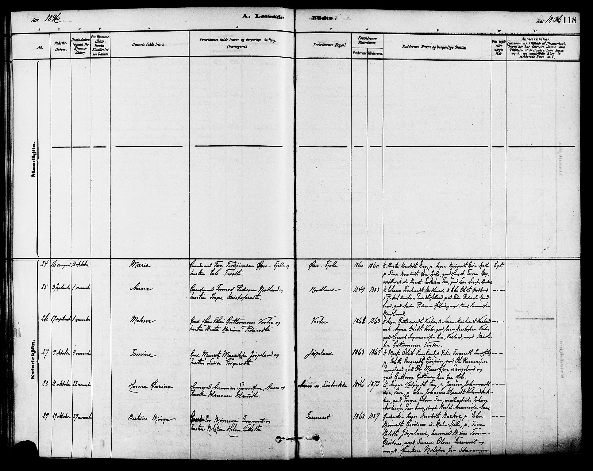 Strand sokneprestkontor, SAST/A-101828/H/Ha/Haa/L0009: Parish register (official) no. A 9, 1877-1908, p. 118