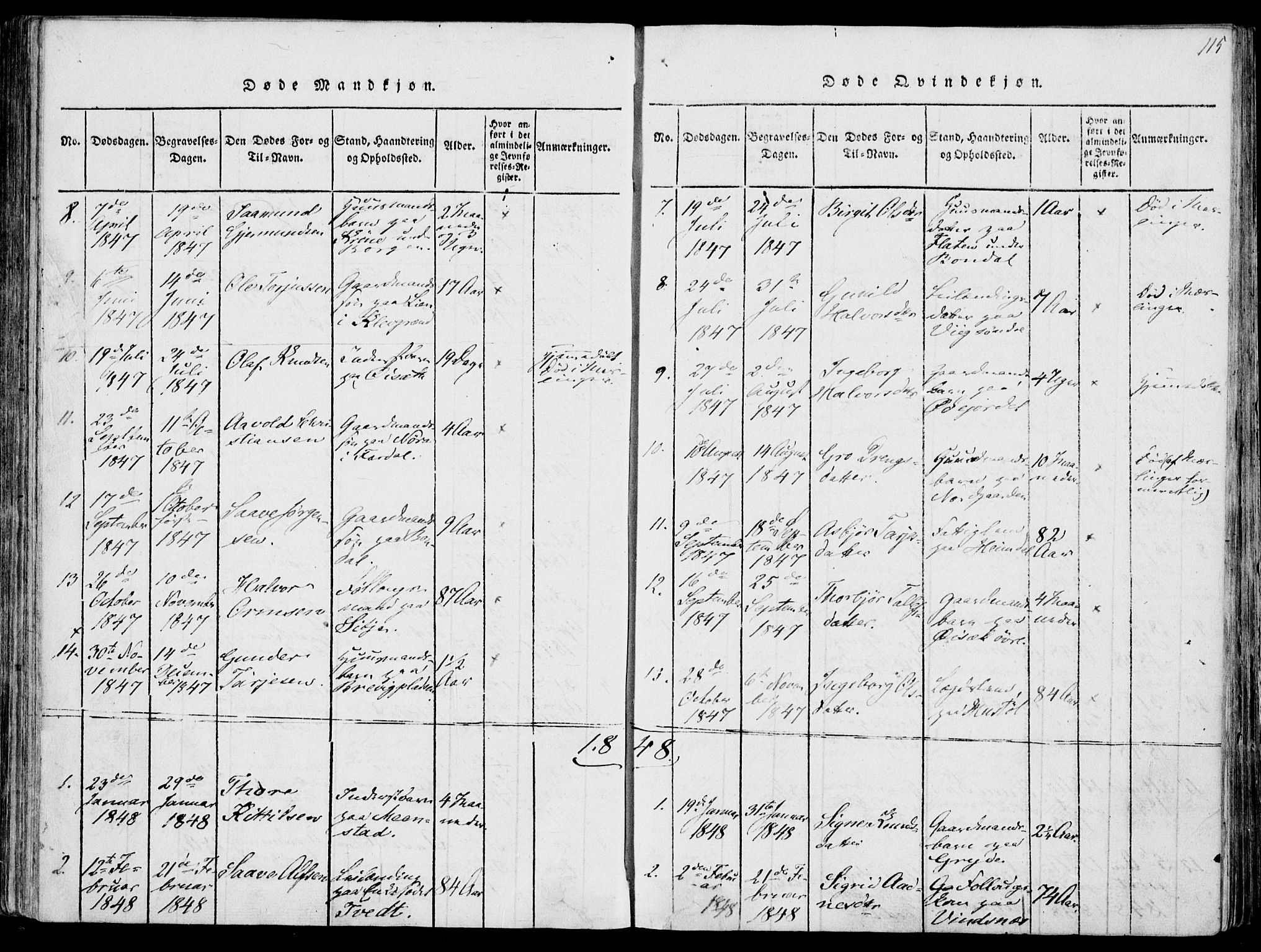 Fyresdal kirkebøker, SAKO/A-263/F/Fa/L0004: Parish register (official) no. I 4, 1815-1854, p. 115