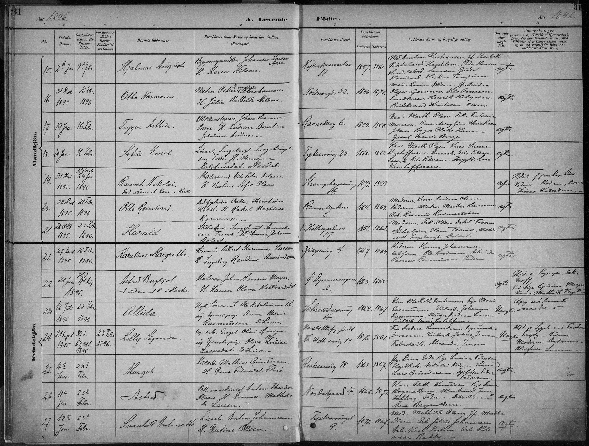 Nykirken Sokneprestembete, AV/SAB-A-77101/H/Haa/L0018: Parish register (official) no. B 6, 1895-1903, p. 31