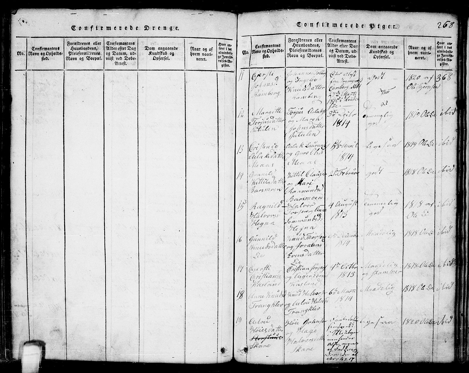 Seljord kirkebøker, SAKO/A-20/G/Ga/L0001: Parish register (copy) no. I 1, 1815-1854, p. 268