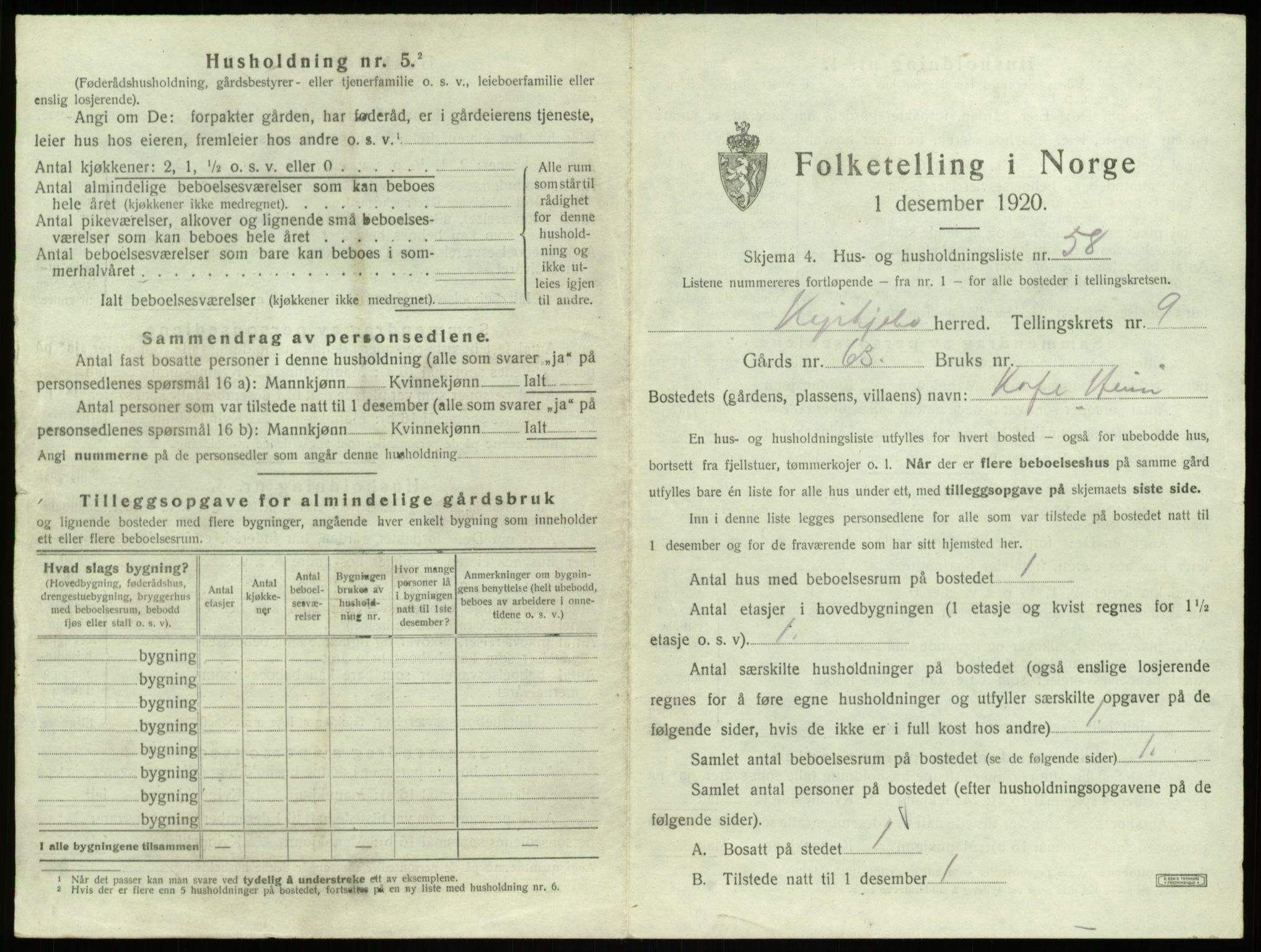 SAB, 1920 census for Kyrkjebø, 1920, p. 669