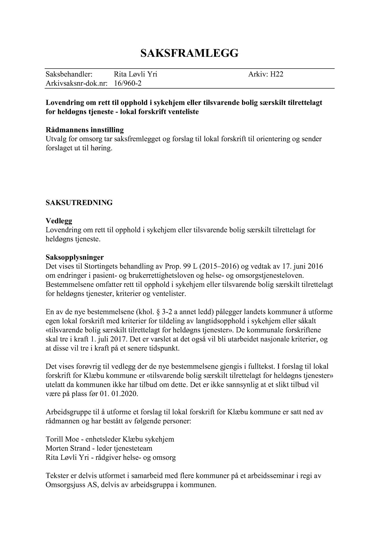 Klæbu Kommune, TRKO/KK/05-UOm/L008: Utvalg for omsorg - Møtedokumenter, 2017, p. 100