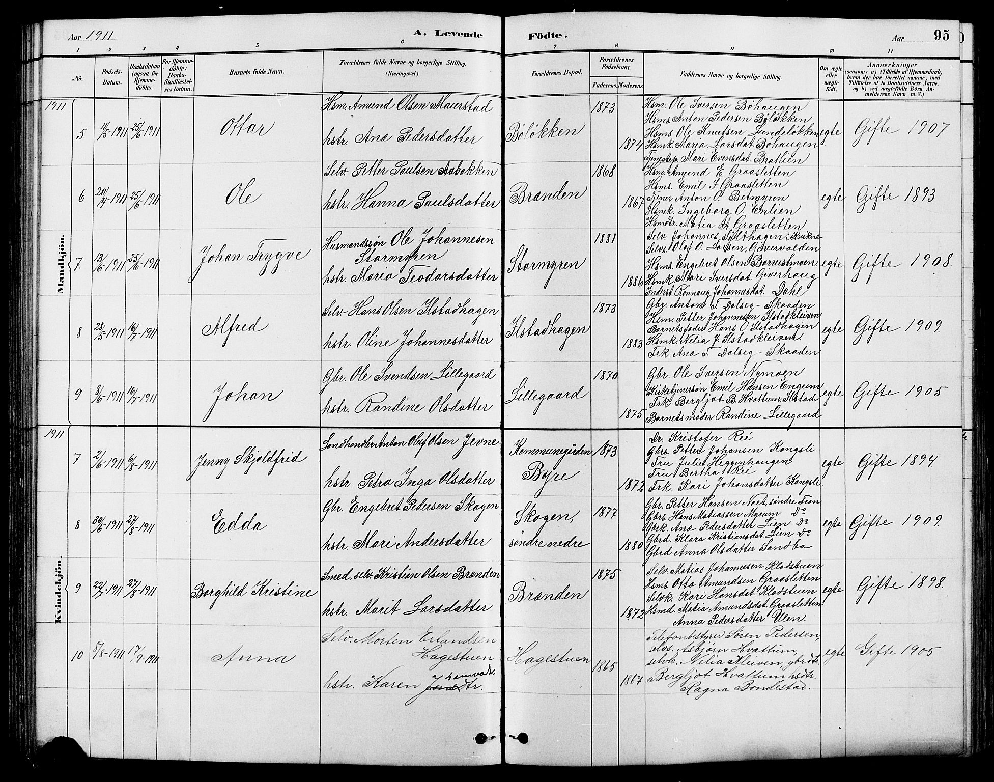 Nord-Fron prestekontor, SAH/PREST-080/H/Ha/Hab/L0004: Parish register (copy) no. 4, 1884-1914, p. 95