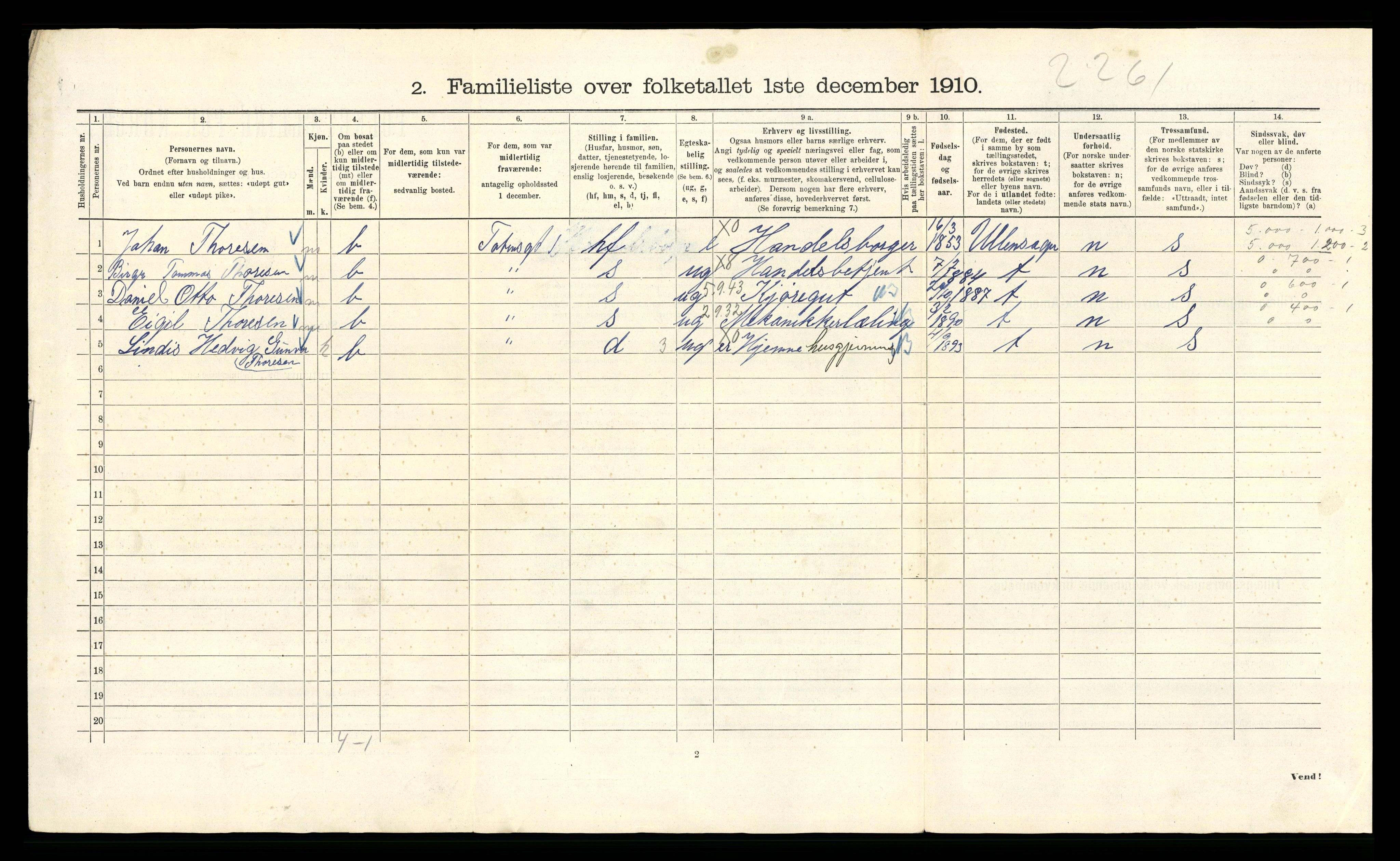 RA, 1910 census for Kristiania, 1910, p. 110500