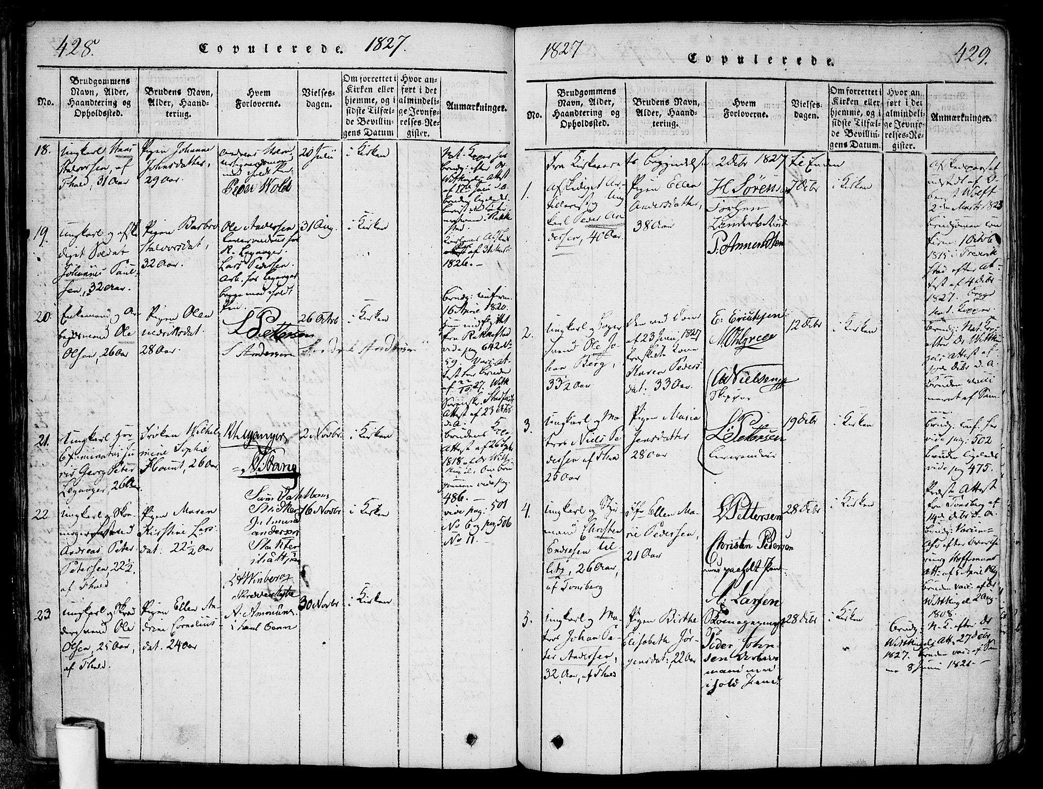 Halden prestekontor Kirkebøker, AV/SAO-A-10909/F/Fa/L0003: Parish register (official) no. I 3, 1815-1834, p. 428-429