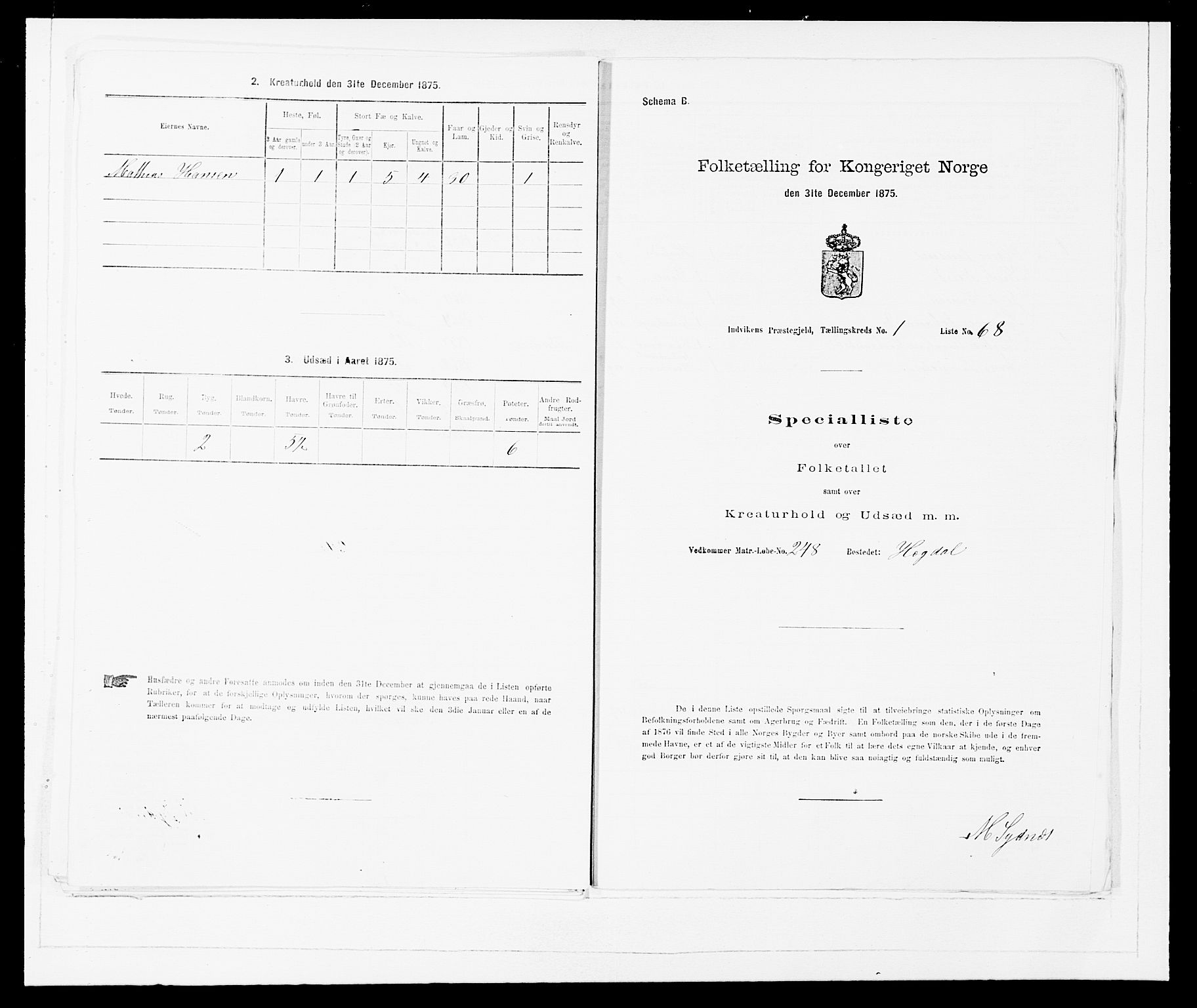 SAB, 1875 Census for 1447P Innvik, 1875, p. 157