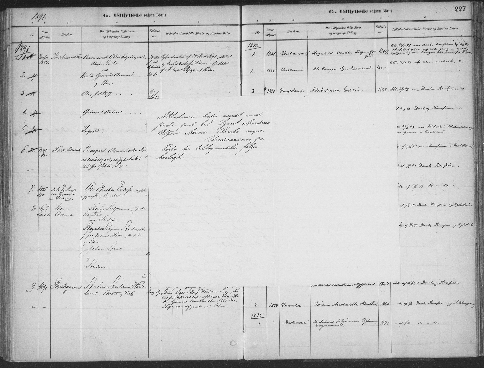 Søgne sokneprestkontor, AV/SAK-1111-0037/F/Fa/Faa/L0003: Parish register (official) no. A 3, 1883-1910, p. 227