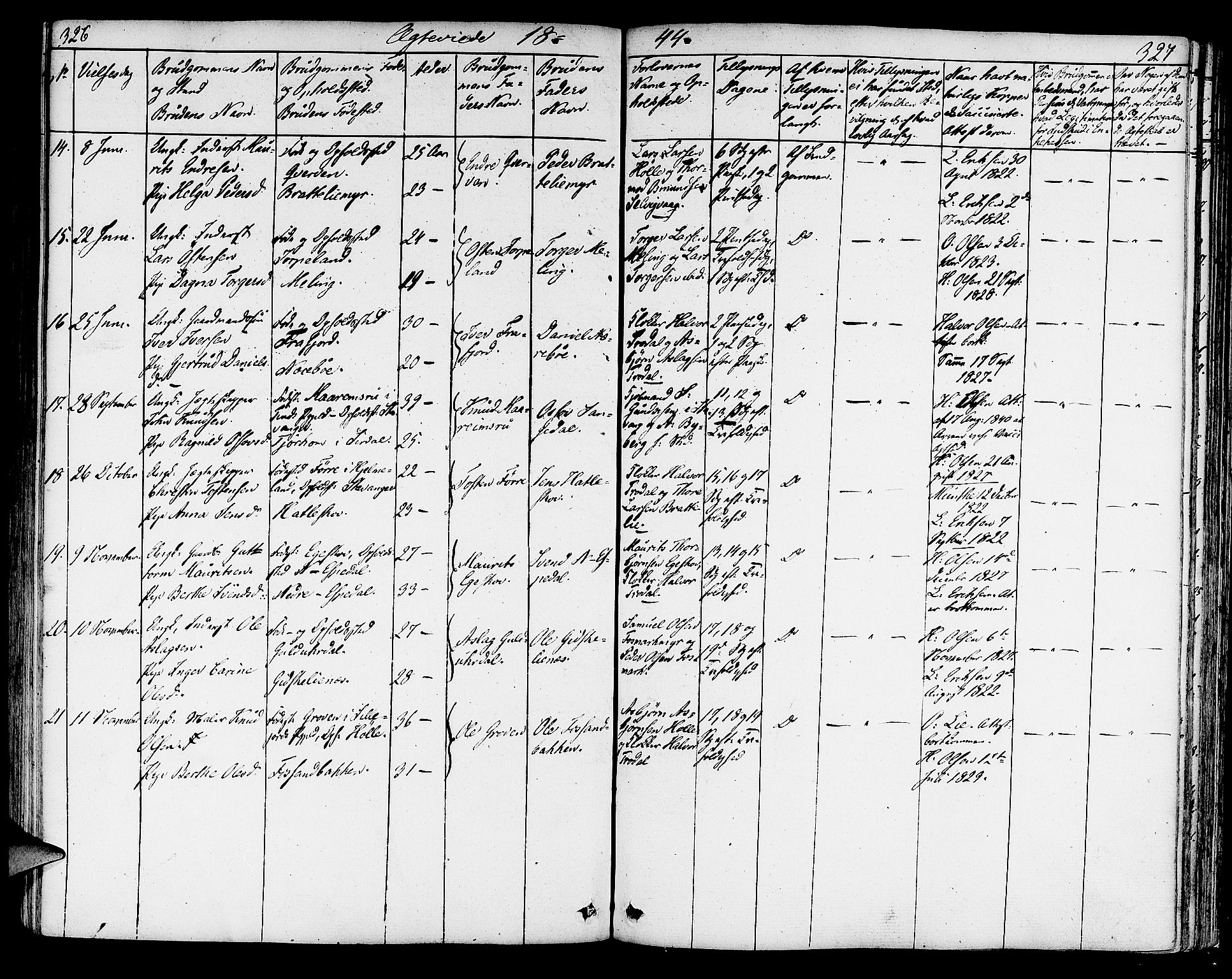 Strand sokneprestkontor, SAST/A-101828/H/Ha/Haa/L0005: Parish register (official) no. A 5, 1833-1854, p. 326-327